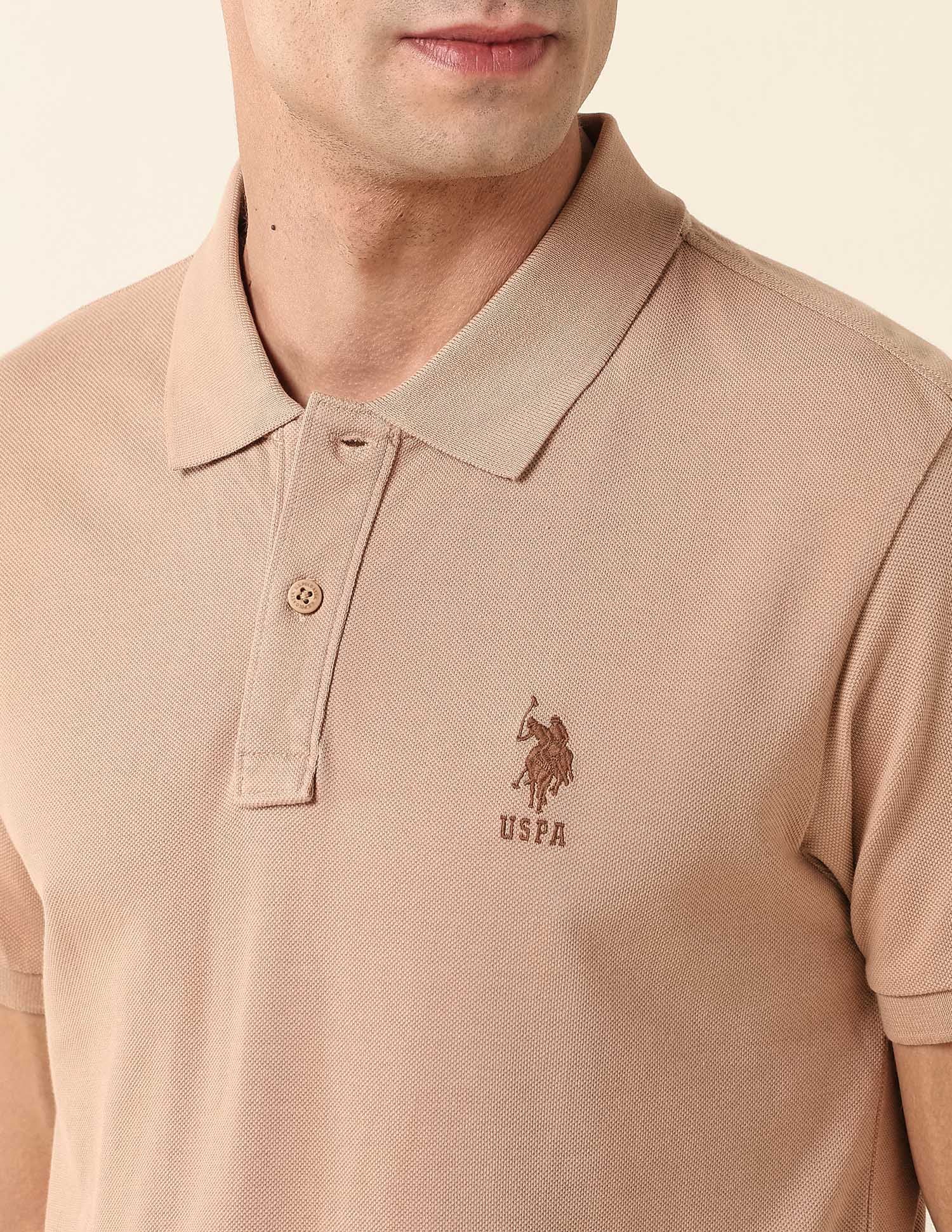Slim Fit Pure Cotton Polo Shirt Beige - U.S. Polo Assn. India | Large