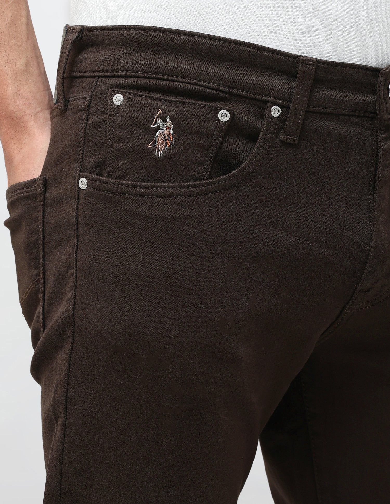Harold Slim Straight Fit Brown Jeans Choco - U.S. Polo Assn. India | Large