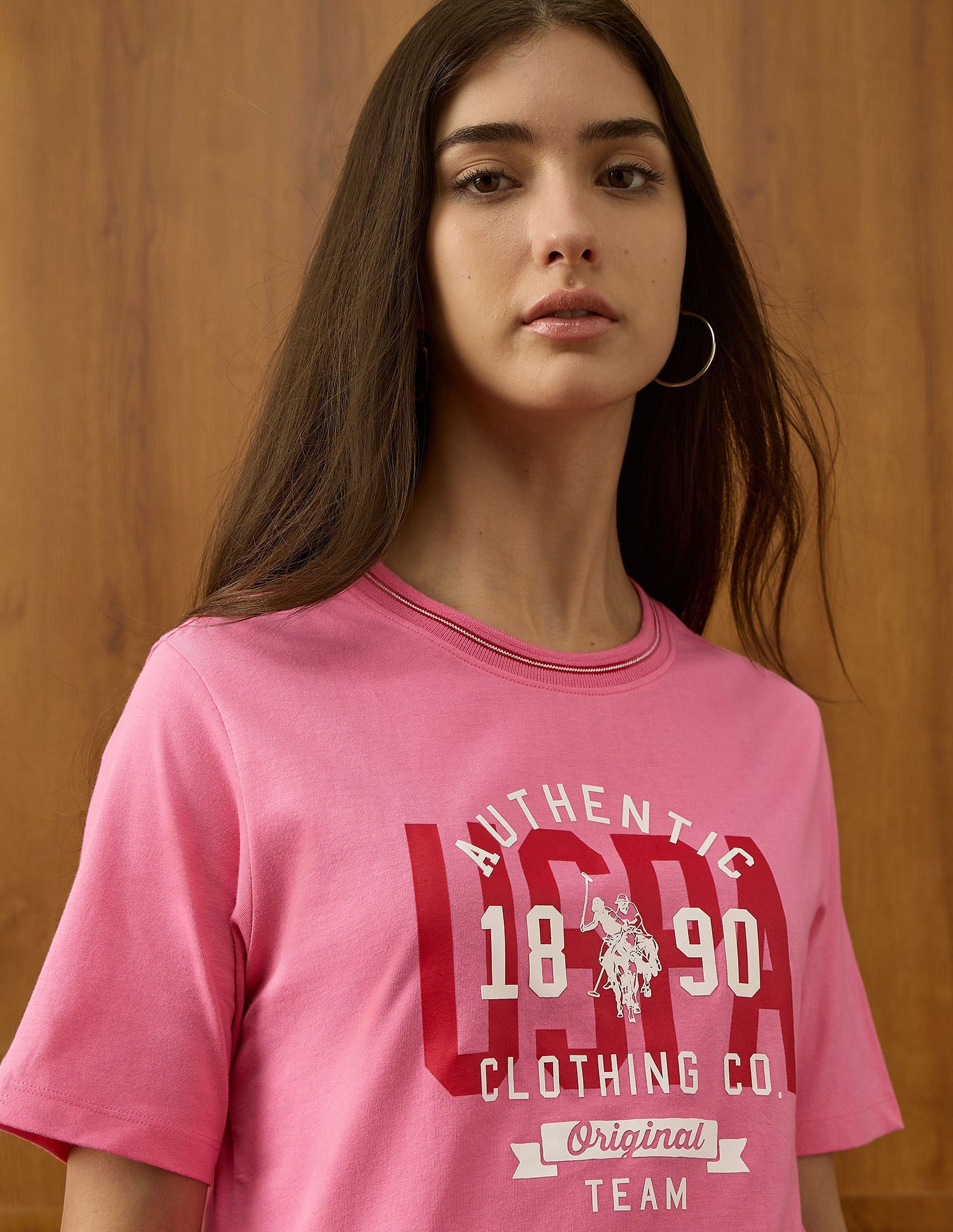 Brand Printed Boxy Fit T-Shirt Pink - U.S. POLO ASSN. | Large