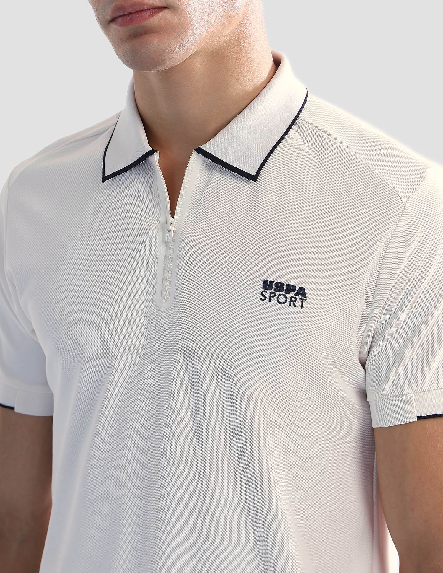 Solid Slim Fit Active Polo Shirt Off White - U.S. POLO ASSN. | Large