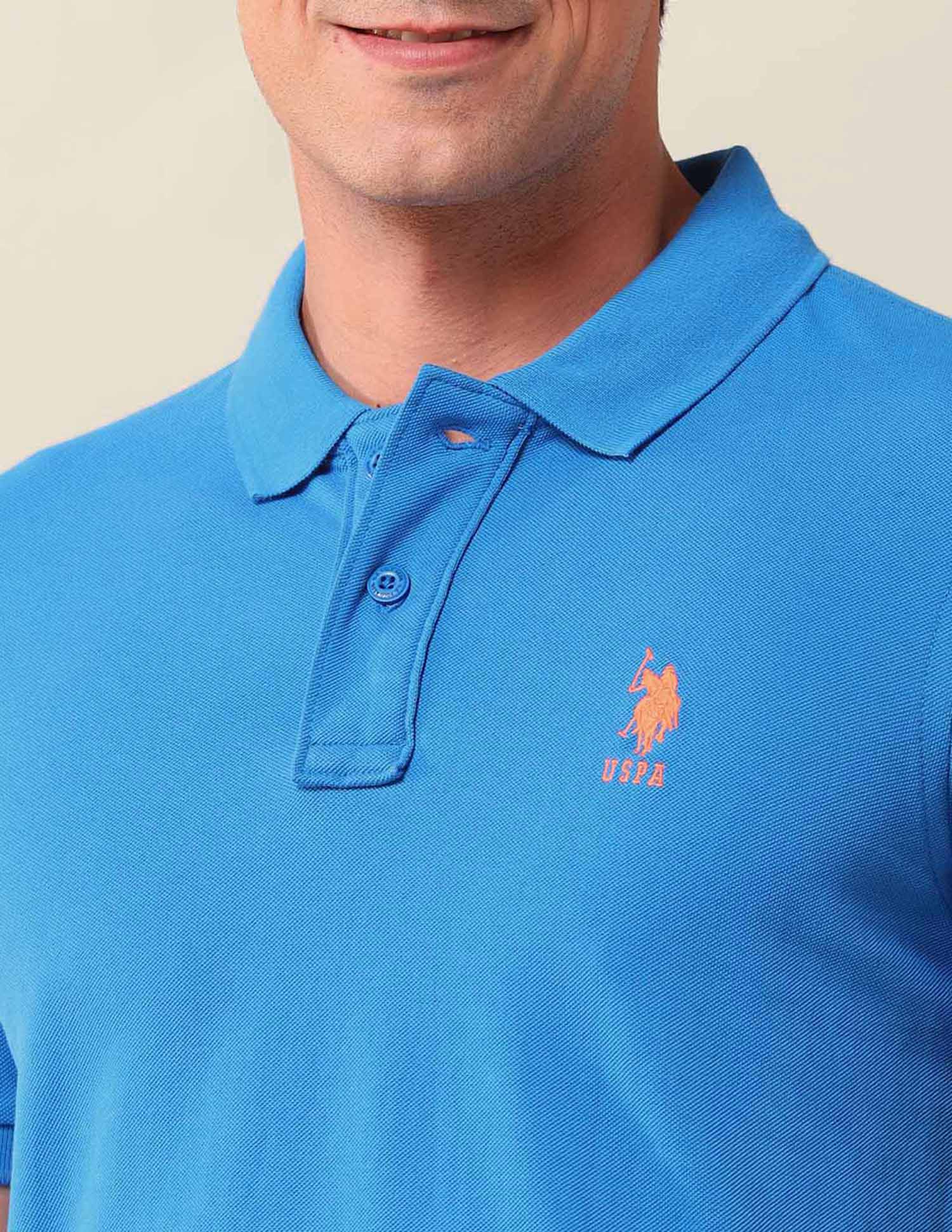 Solid Slim Fit Polo Shirt Dark Blue - U.S. Polo Assn. India | Large