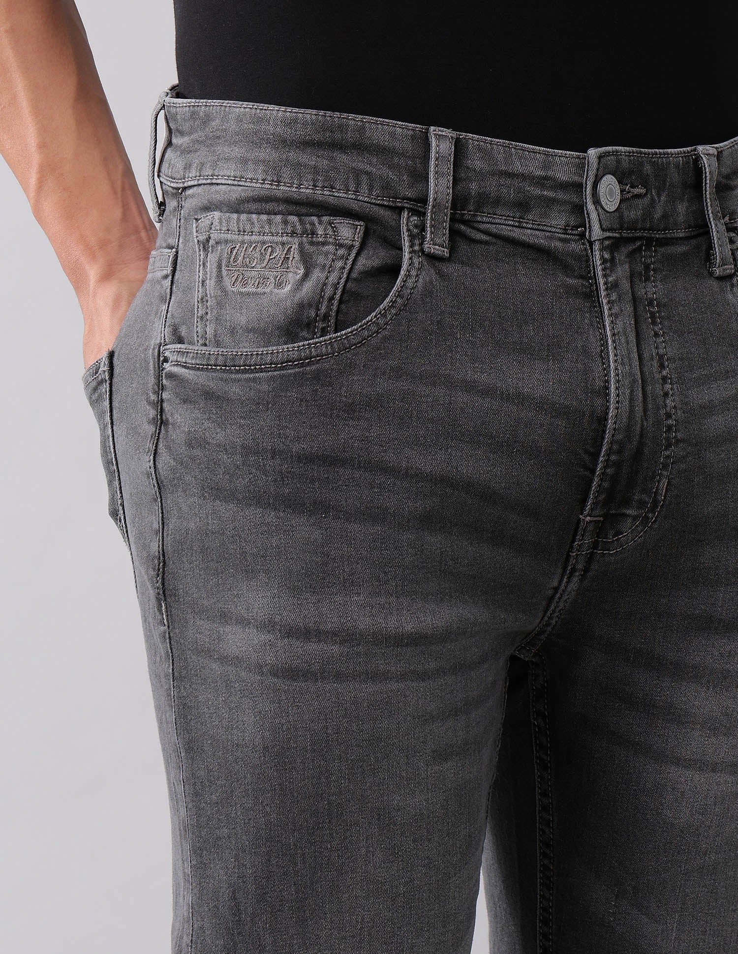 Harold Slim Straight Fit Grey Jeans Grey - U.S. POLO ASSN. | Large