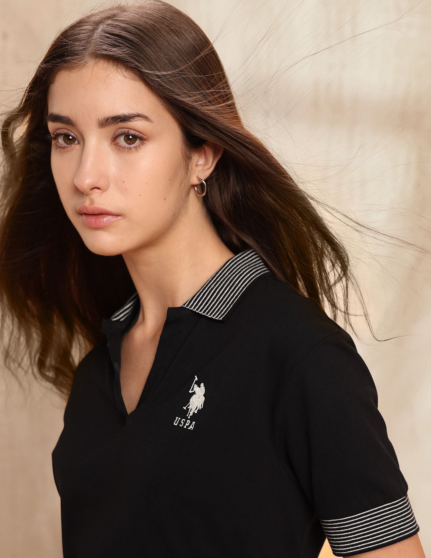 Boxy Fit Solid Polo Shirt Black - U.S. POLO ASSN. | Large