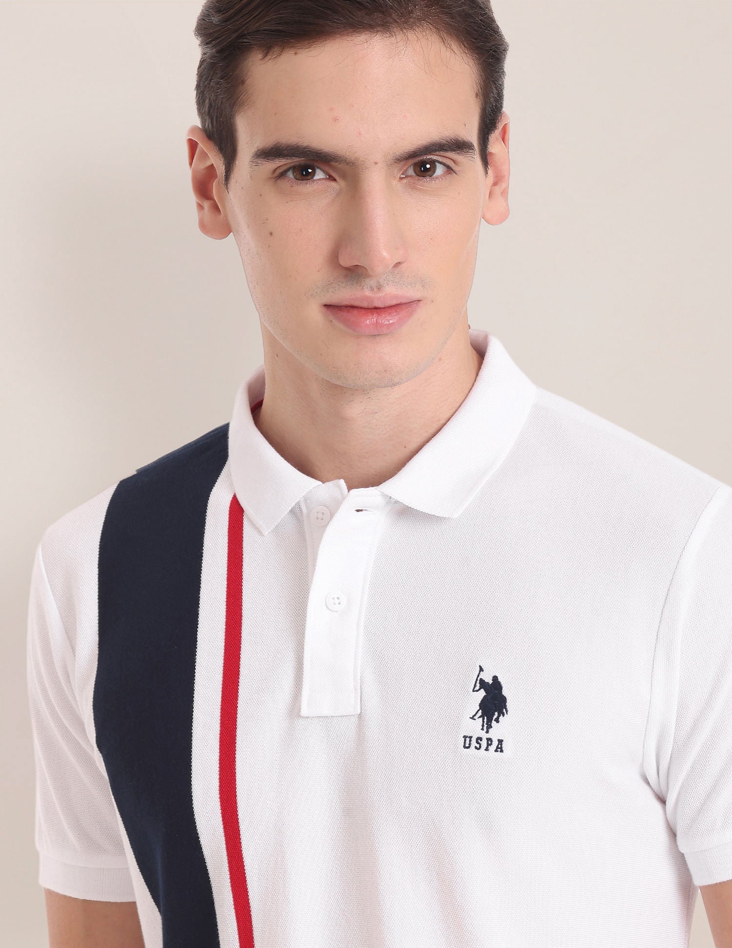 Vertical Stripe Slim Fit Polo Shirt White - U.S. POLO ASSN. | Large