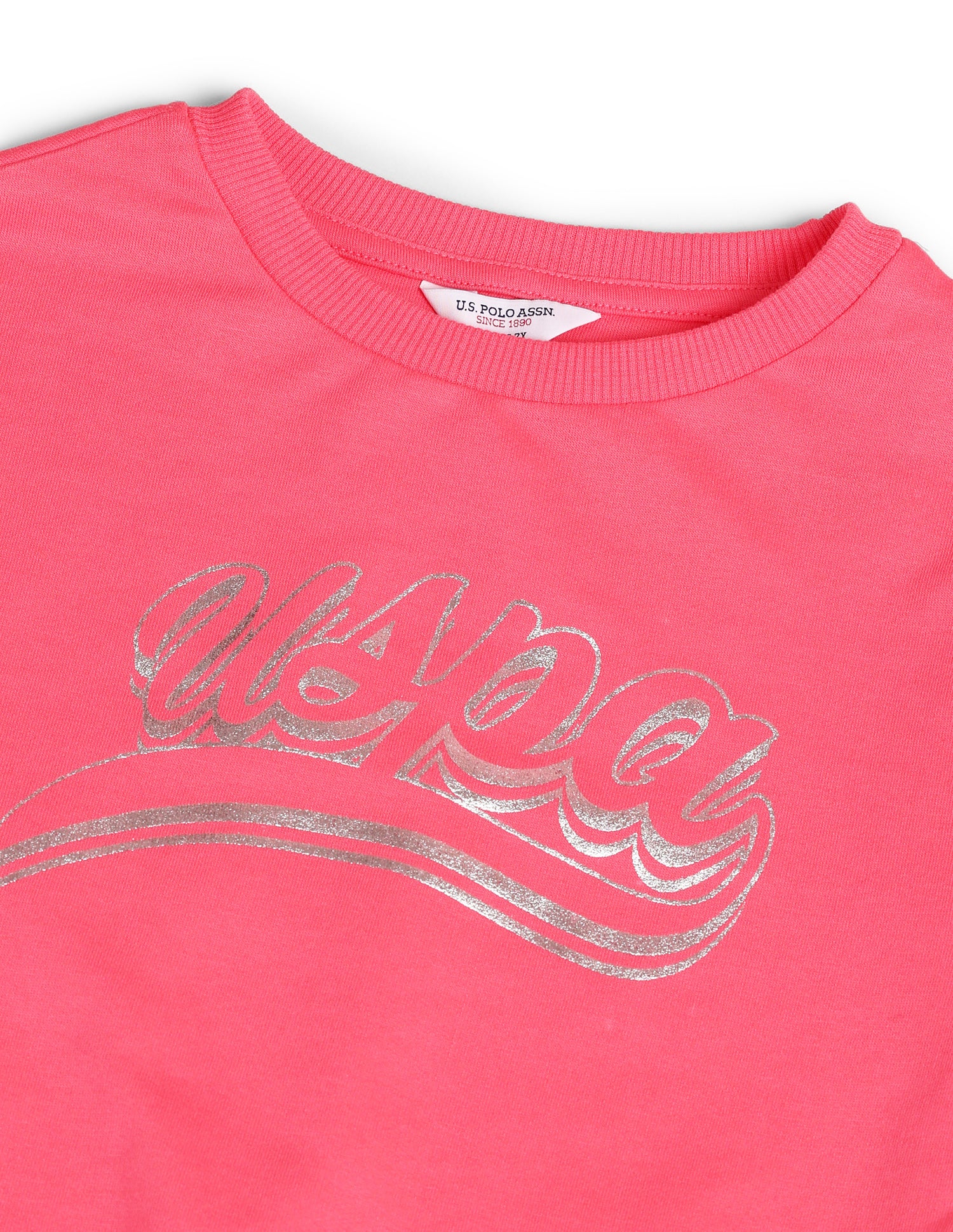 Girls Brand Printed Regular Fit Sweatshirt Pink - U.S. POLO ASSN. | Large