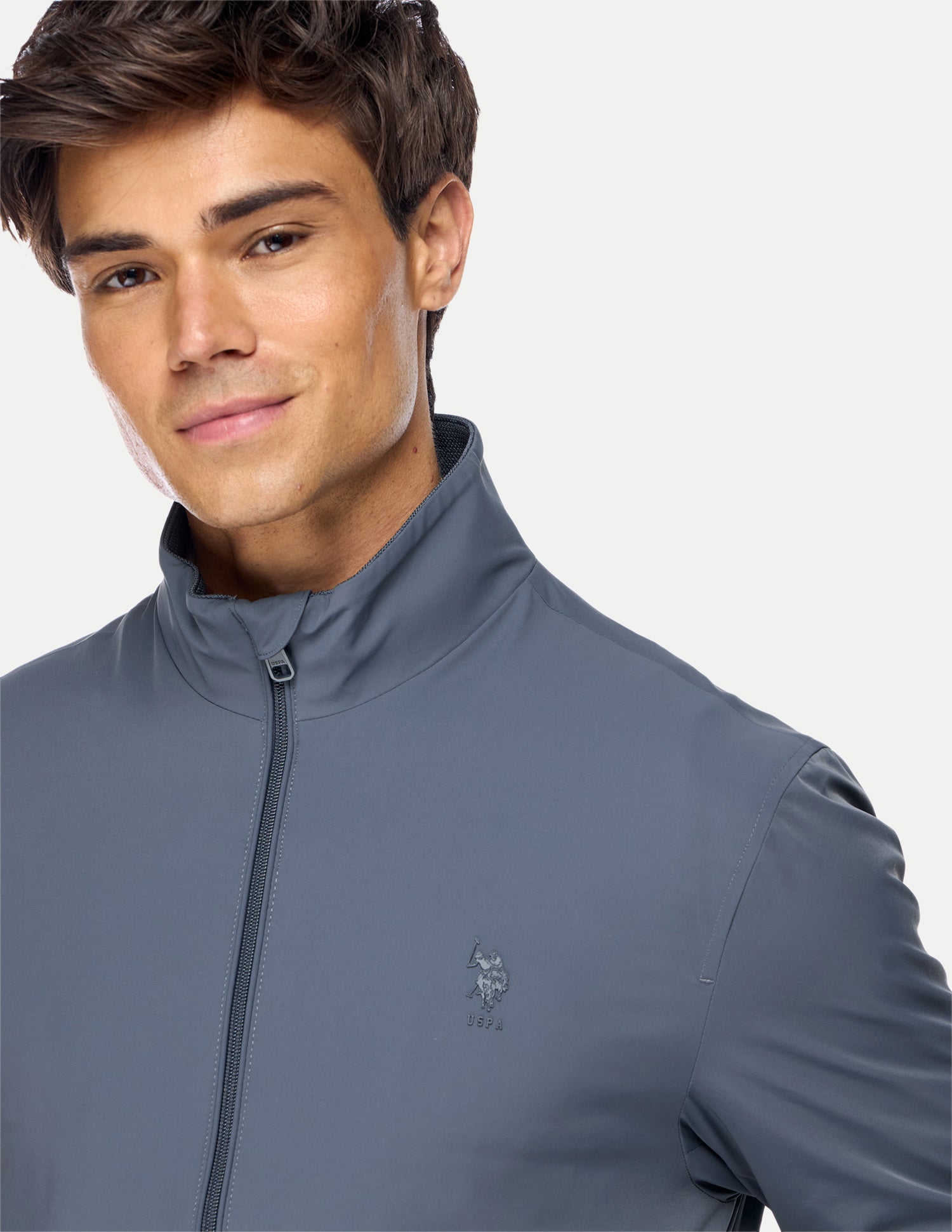 Solid Regular Fit Bomber Jacket Blue - U.S. Polo Assn. India | Large