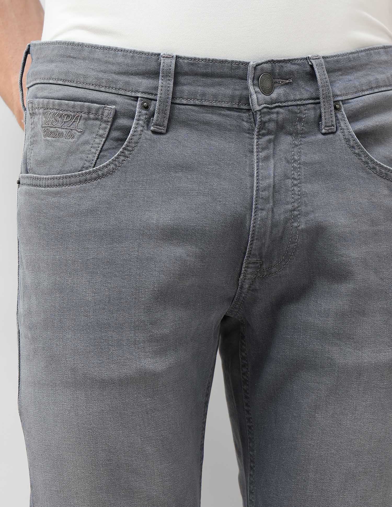 Brandon Slim Tapered Fit Stone Washed Jeans Mid Grey - U.S. POLO ASSN. | Large