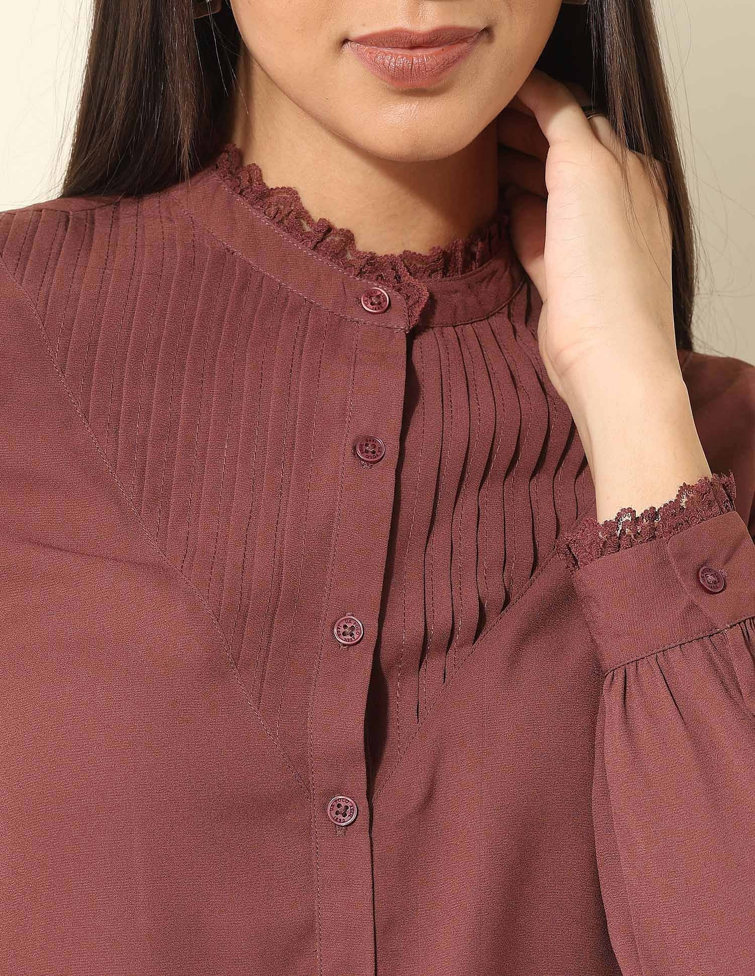 Ruffled Frill Top Maroon - U.S. POLO ASSN. | Large