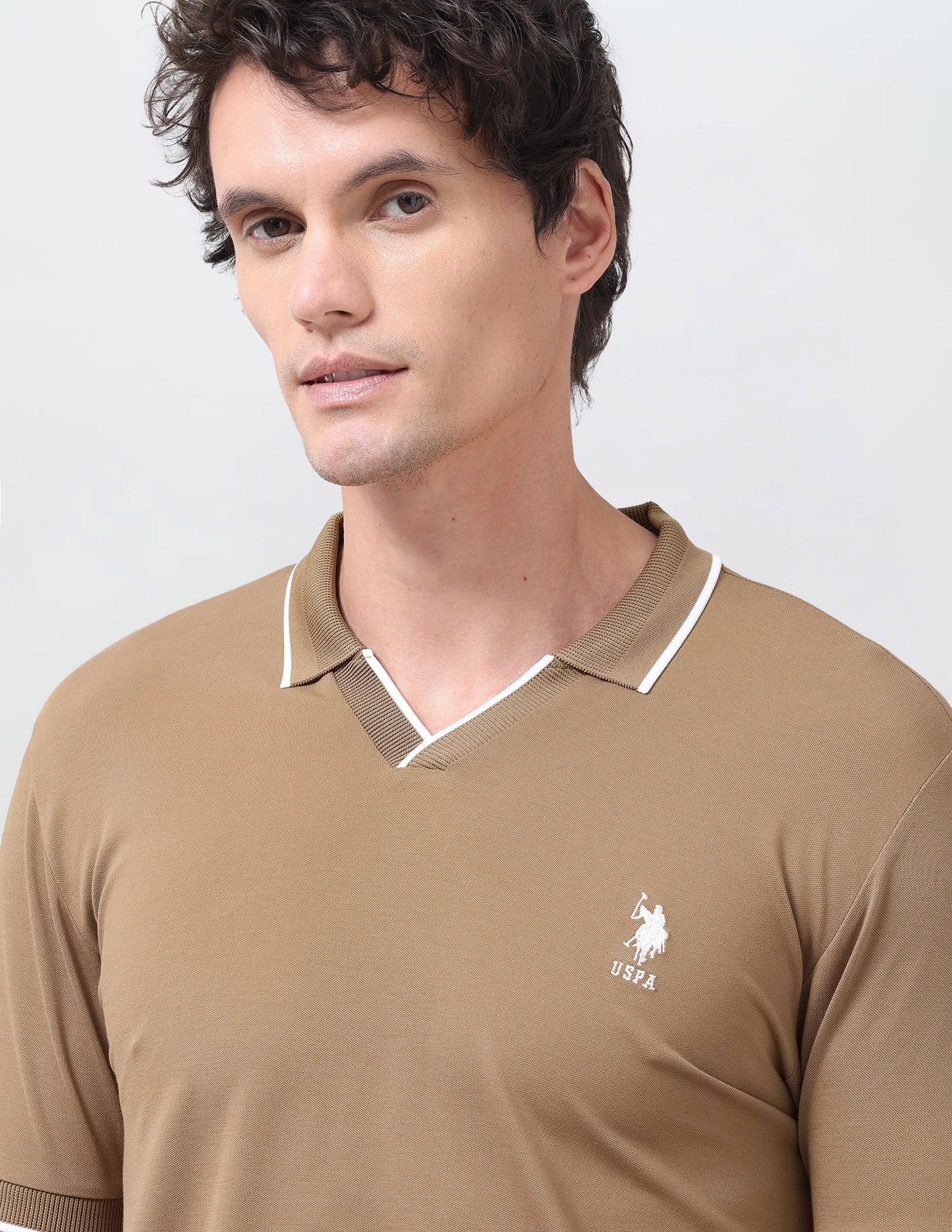 Solid Slim Fit Polo Shirt Brown - U.S. Polo Assn. India | Large
