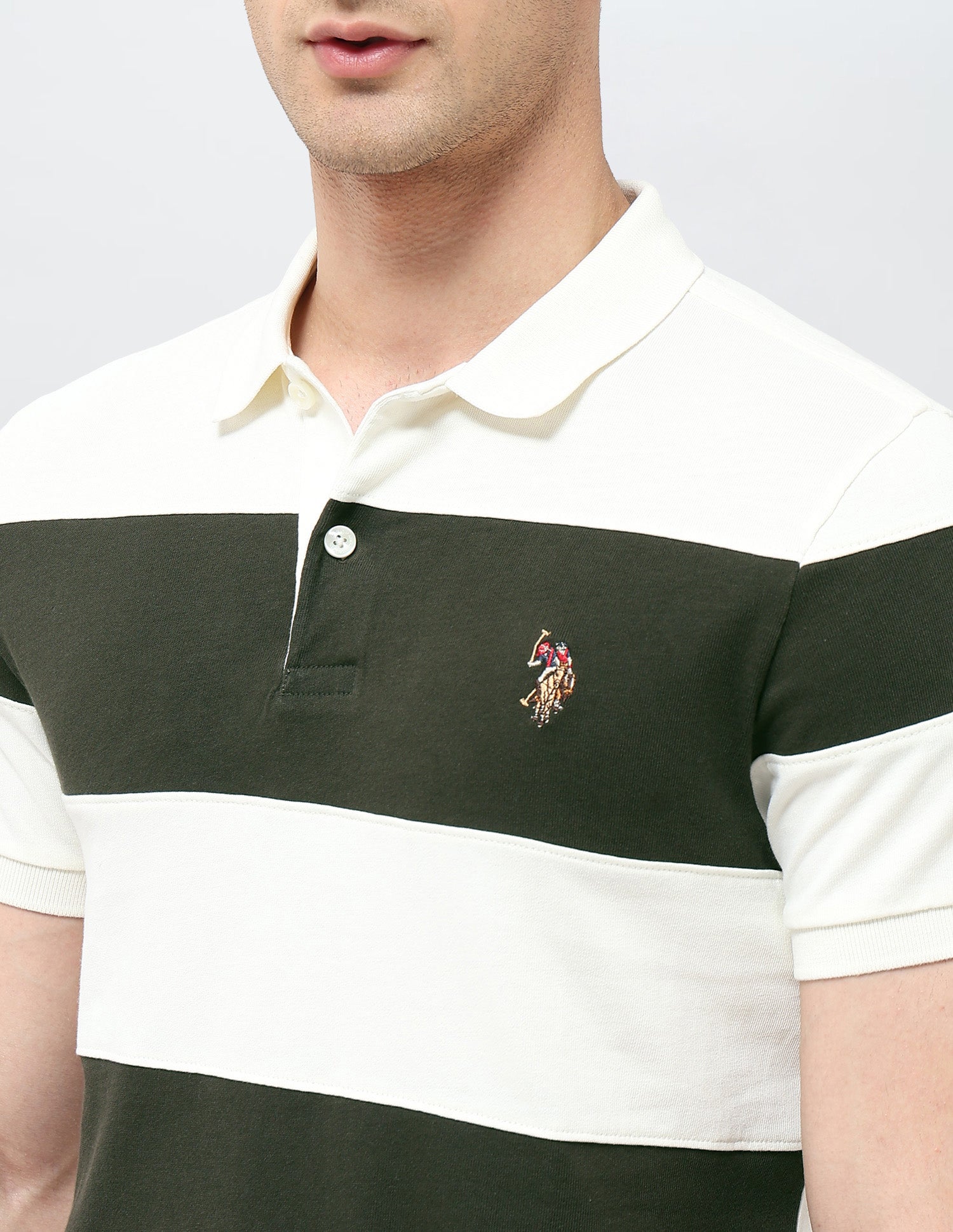 Colourblocked Regular Fit Polo Shirt Olive - U.S. POLO ASSN. | Large