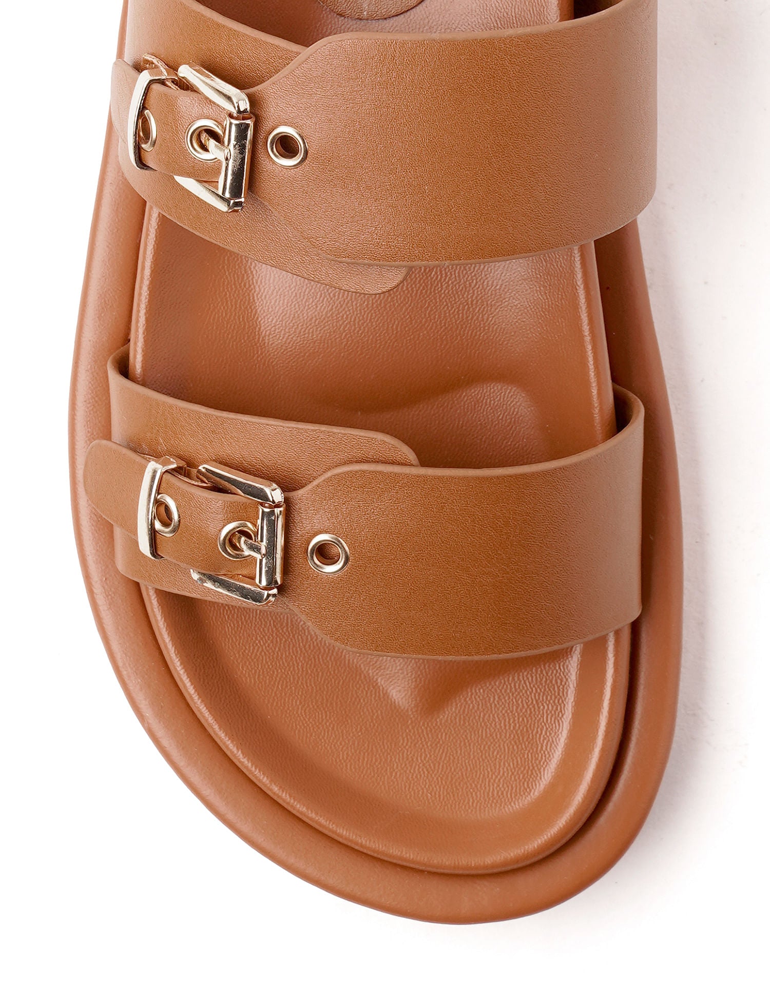 Women Open Toe Buckle Detail Danila Sandals Tan - U.S. POLO ASSN. | Large