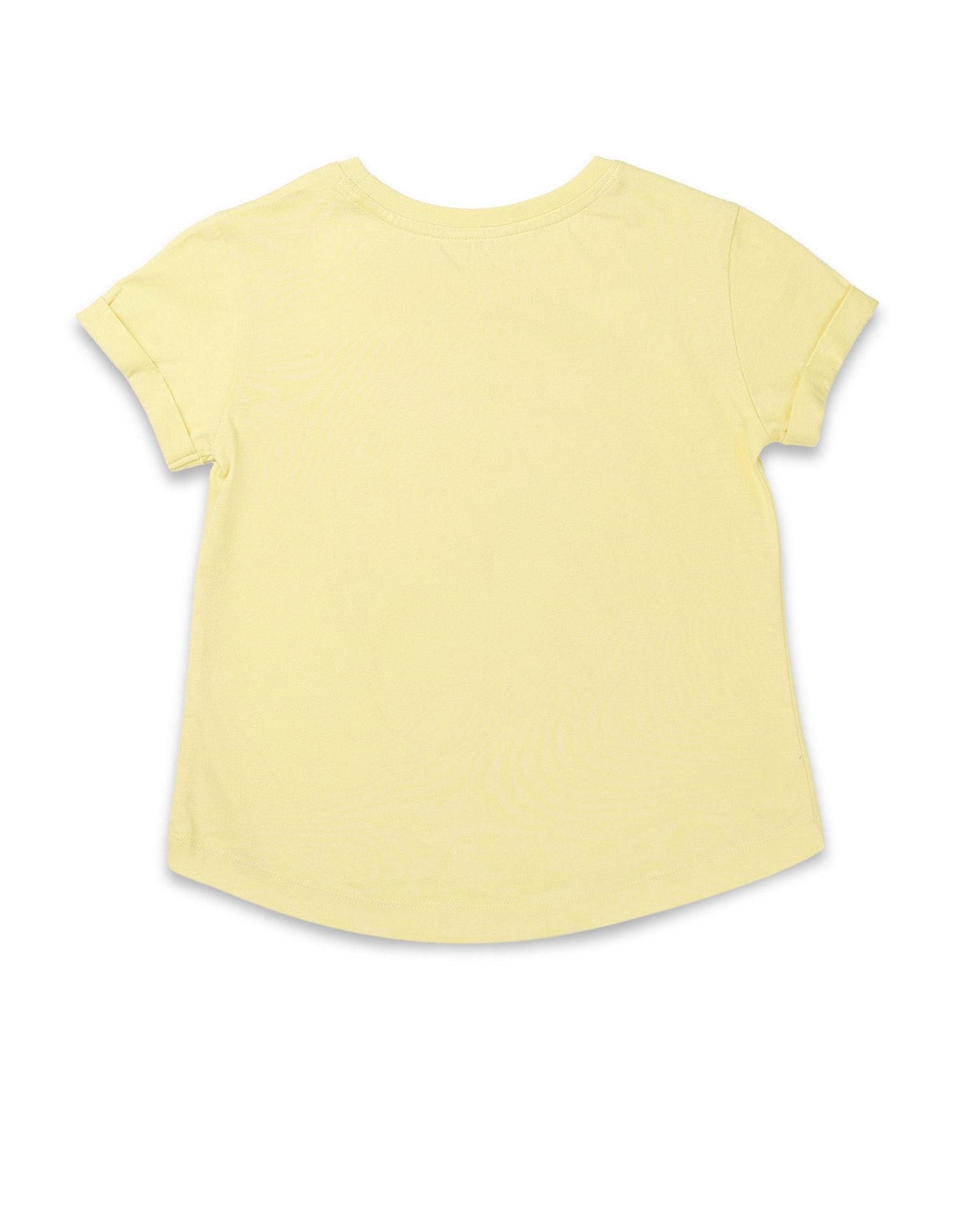 Girls Stud Detailed Relaxed Fit T-Shirt Yellow - U.S. POLO ASSN. | Large
