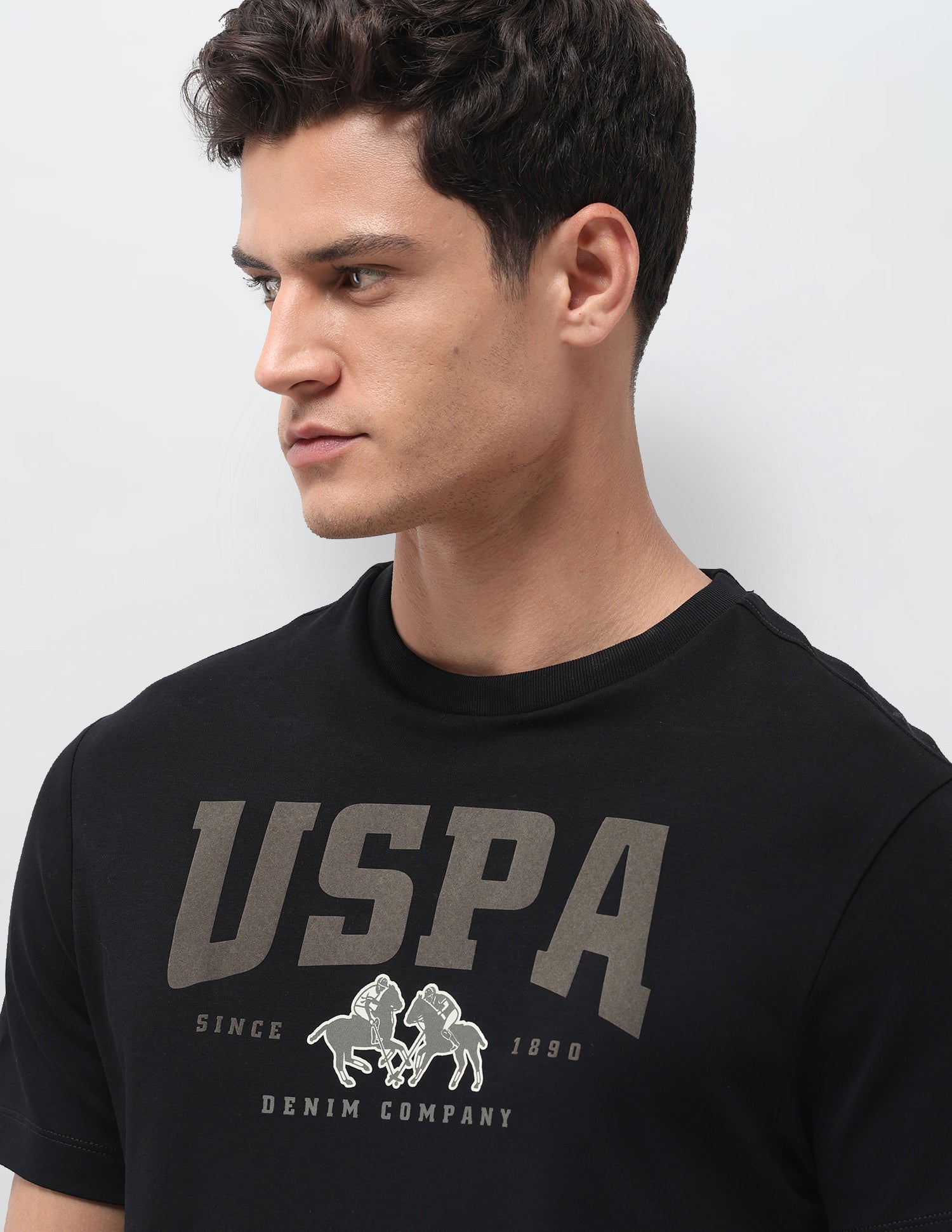 Brand Printed Slim Fit T-Shirt Black - U.S. Polo Assn. India | Large