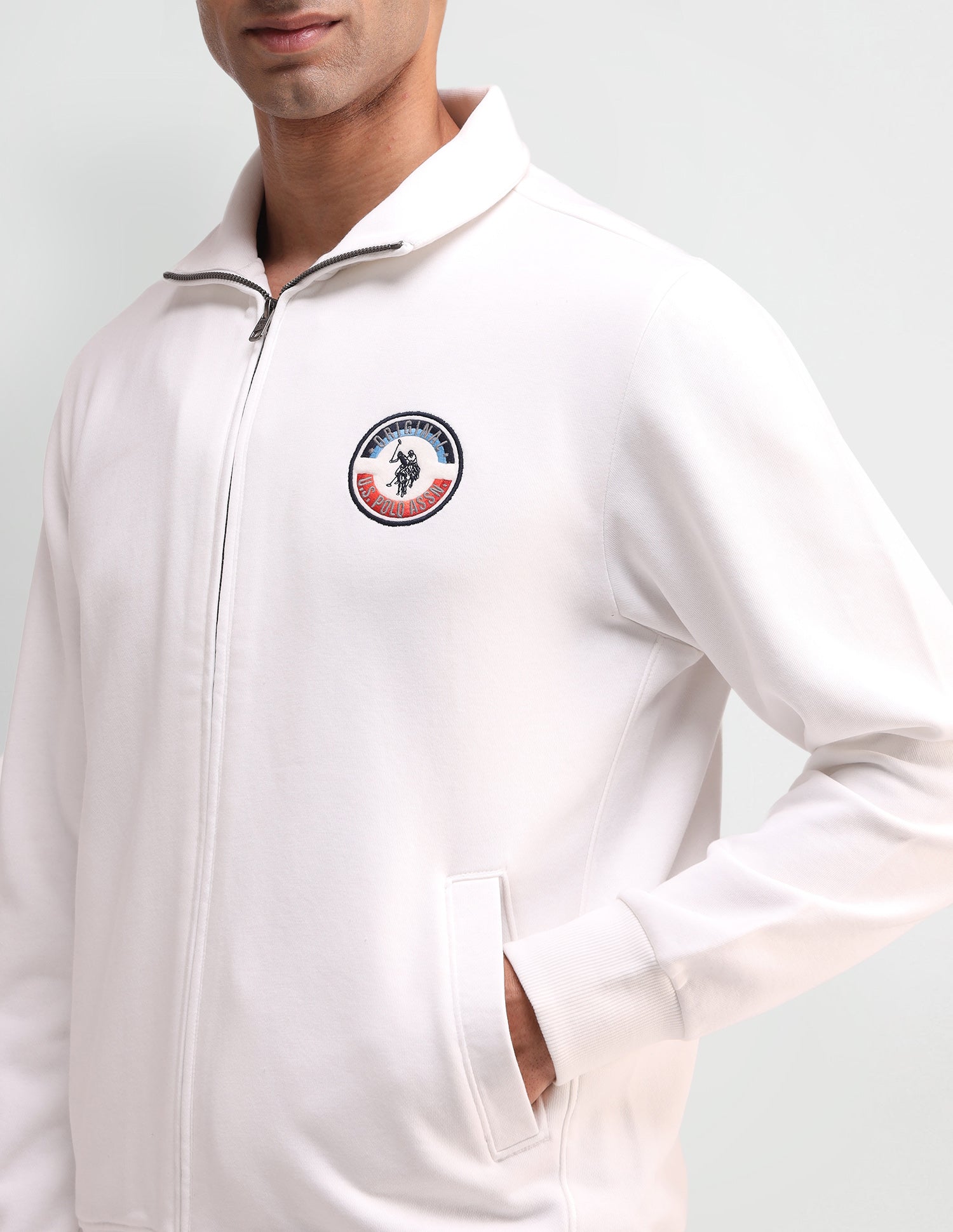 Solid High Neck Sweatshirt Ivory - U.S. Polo Assn. India | Large