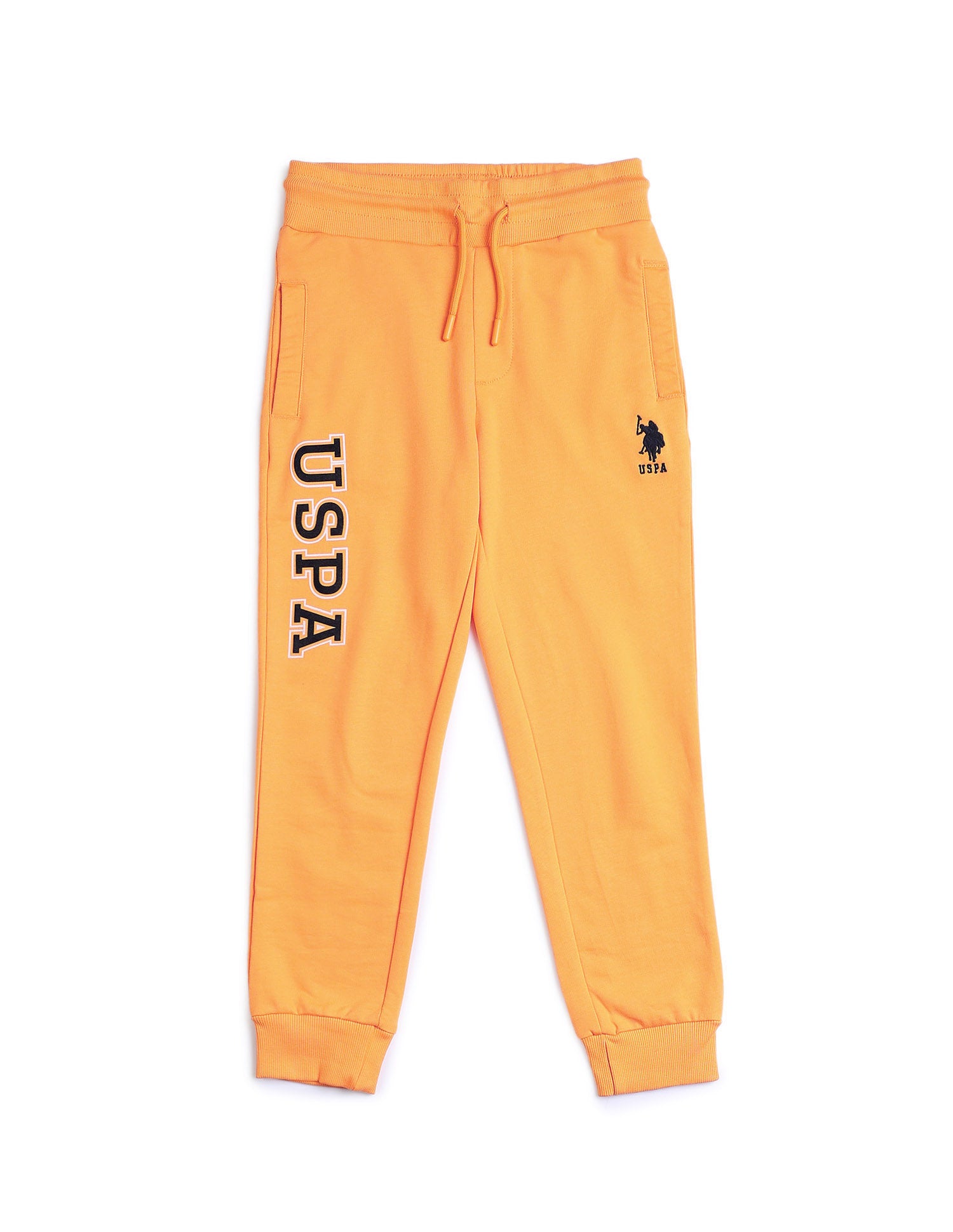 Boys Pure Cotton Solid Joggers Orange - U.S. POLO ASSN. | Large