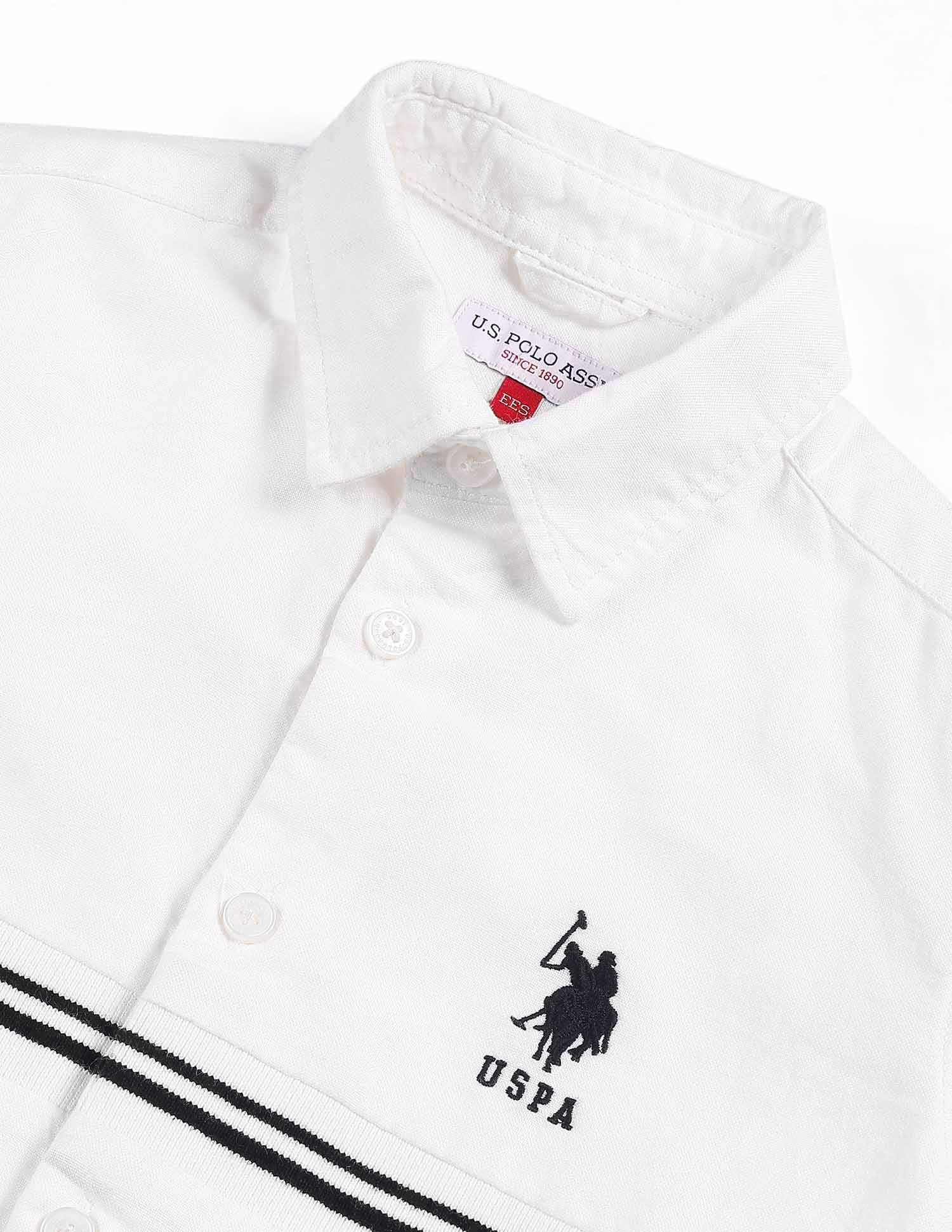 Boys Brand Stripe Cotton Shirt White - U.S. POLO ASSN. | Large