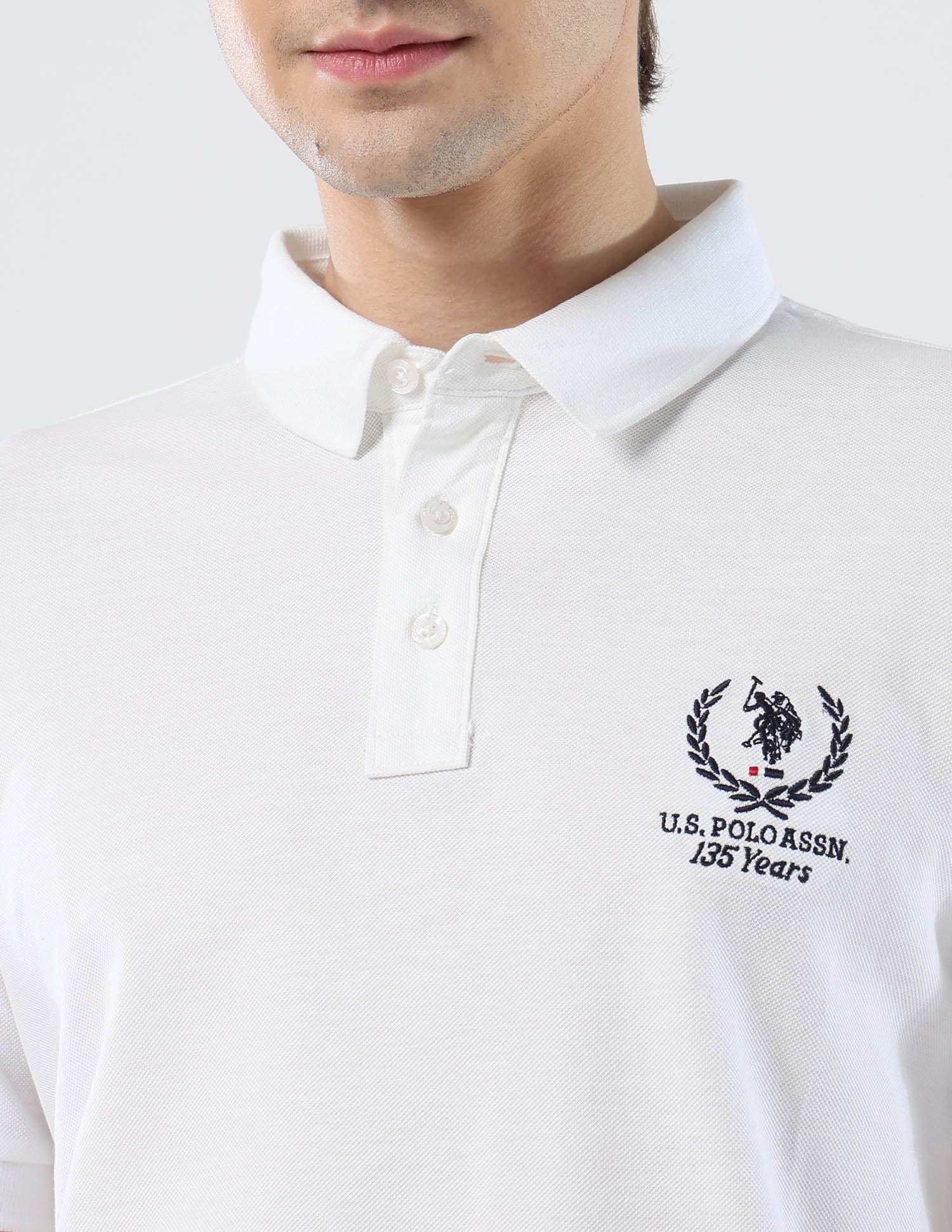 Brand Embroidered 135 Anniversary Polo Shirt White - U.S. Polo Assn. India | Large
