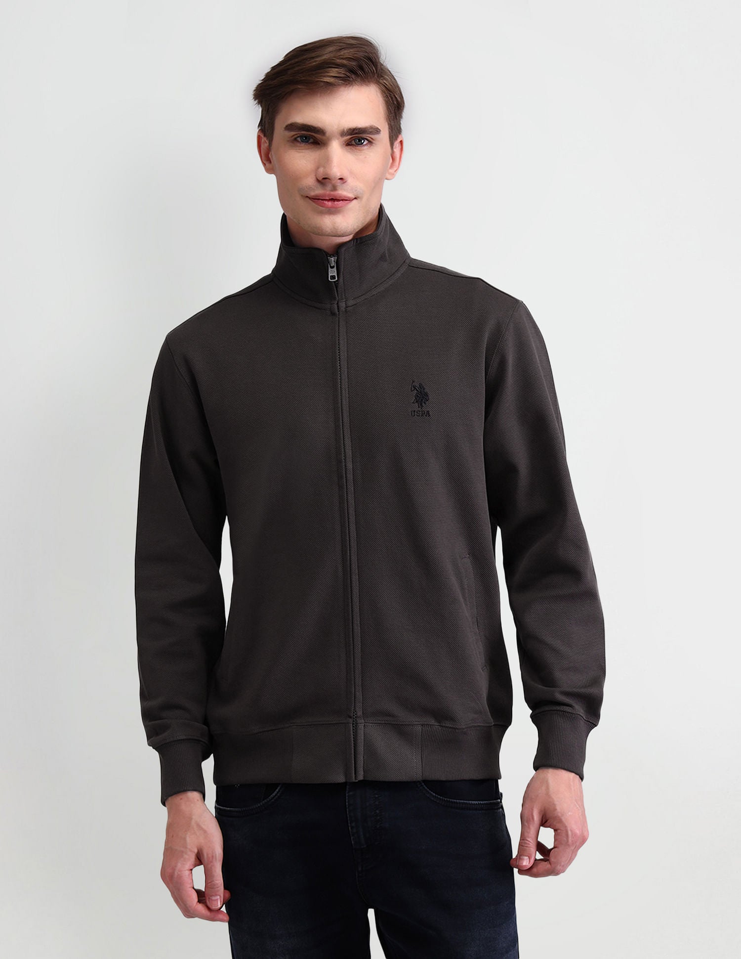 High Neck Slim Fit Sweatshirt Grey - U.S. POLO ASSN. | Large