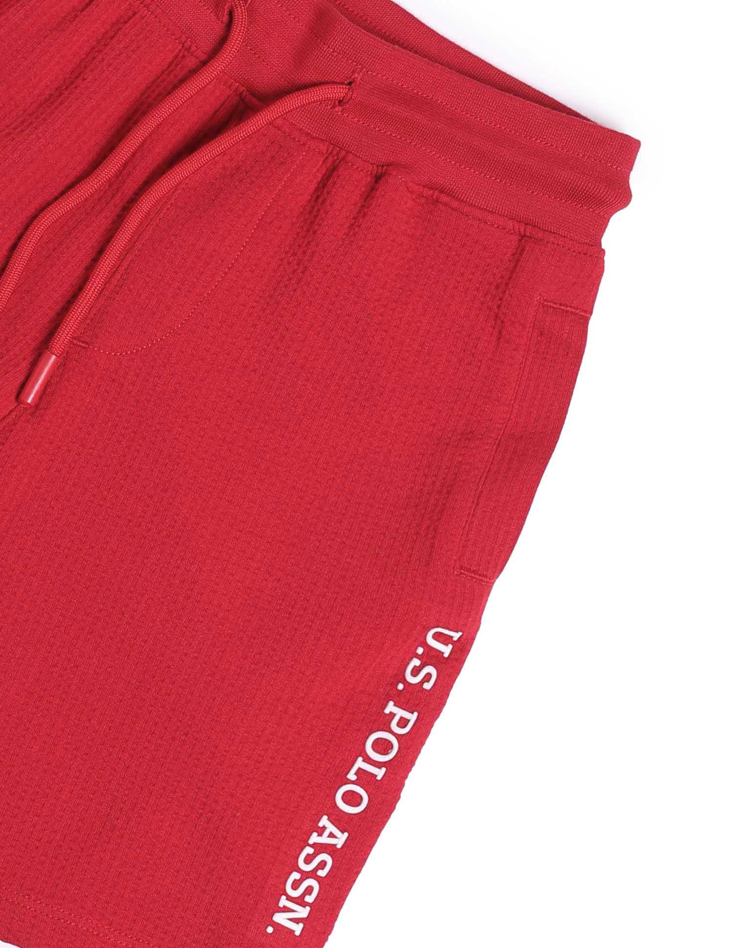 Boys Textured Shorts Medium Red - U.S. POLO ASSN. | Large