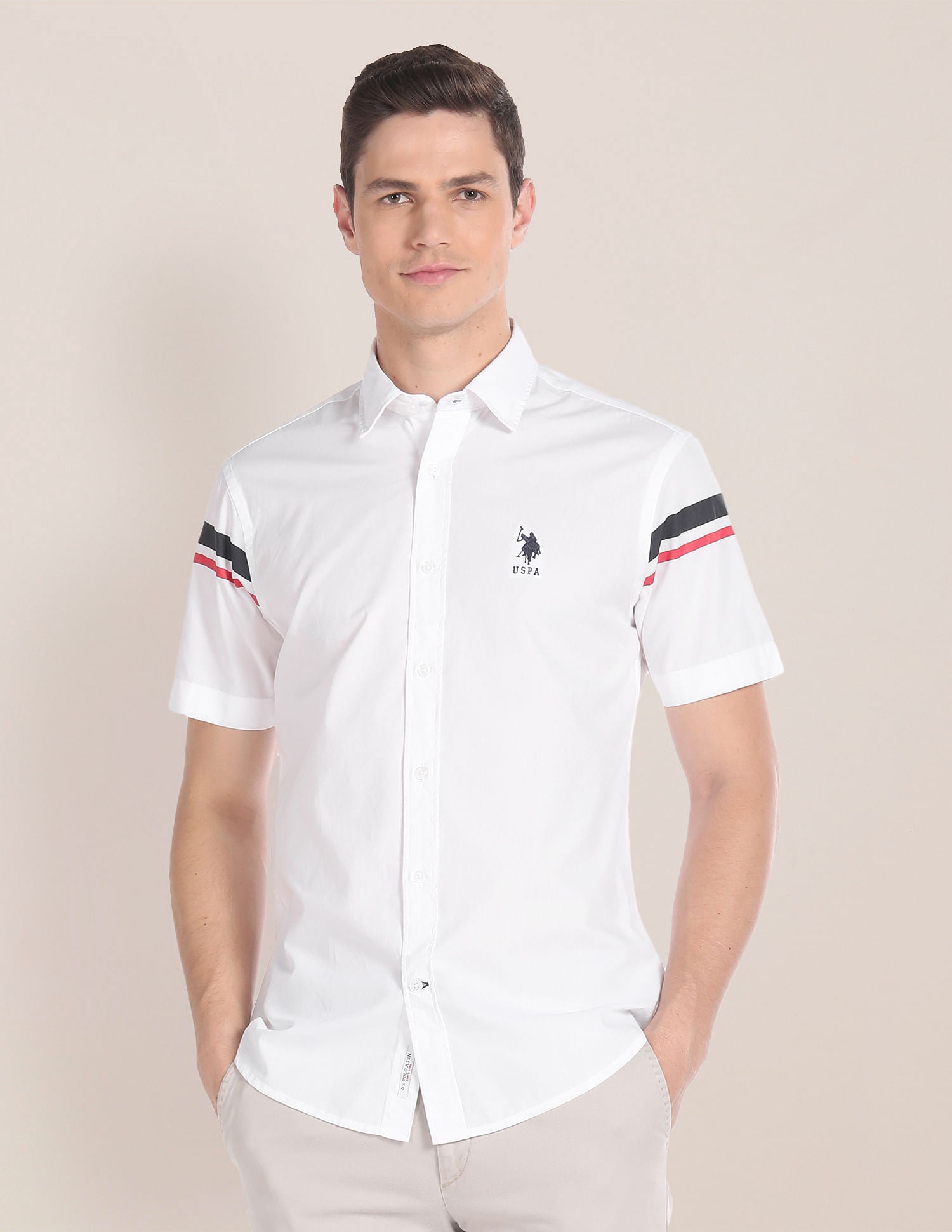 Short Sleeve Horizontal Stripe Shirt White - U.S. POLO ASSN. | Large