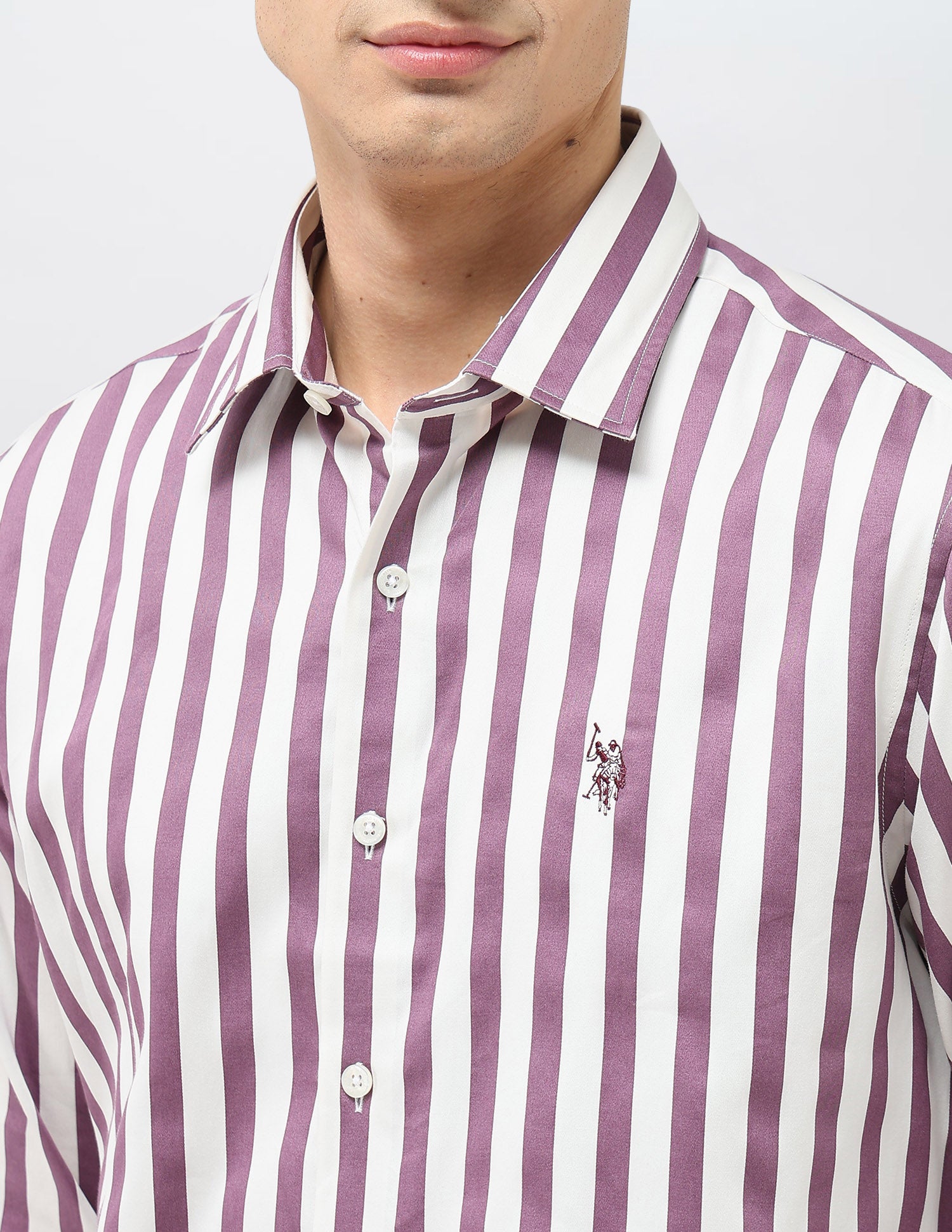 Satin Tailored Fit Shirt Purple - U.S. POLO ASSN. | Large