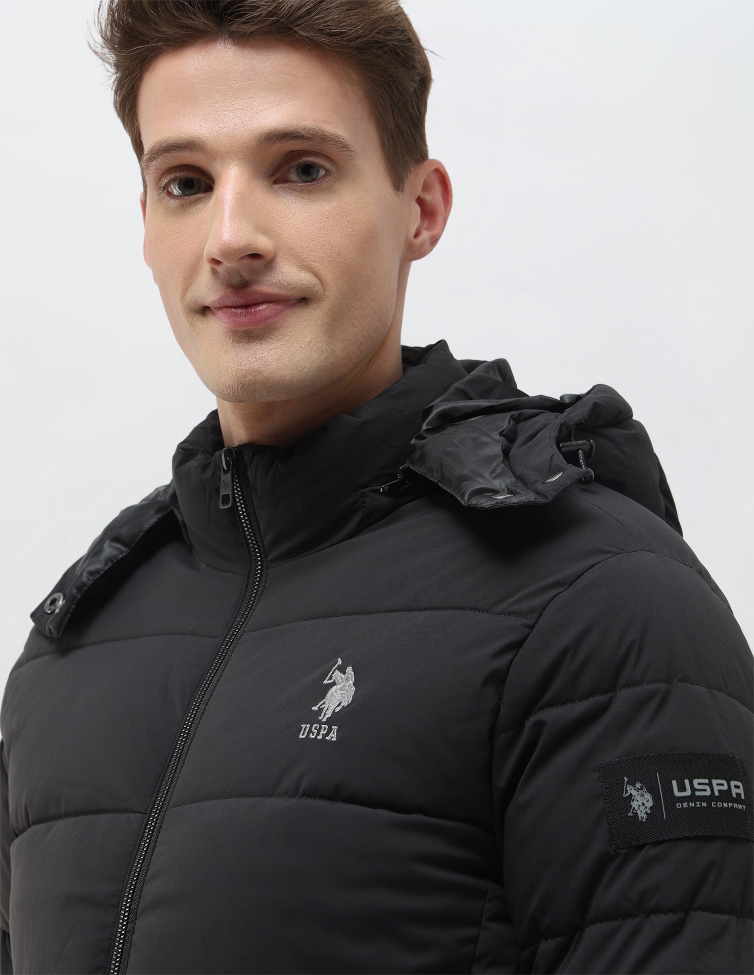 Detachable Hood Puffer Jacket Black - U.S. Polo Assn. India | Large
