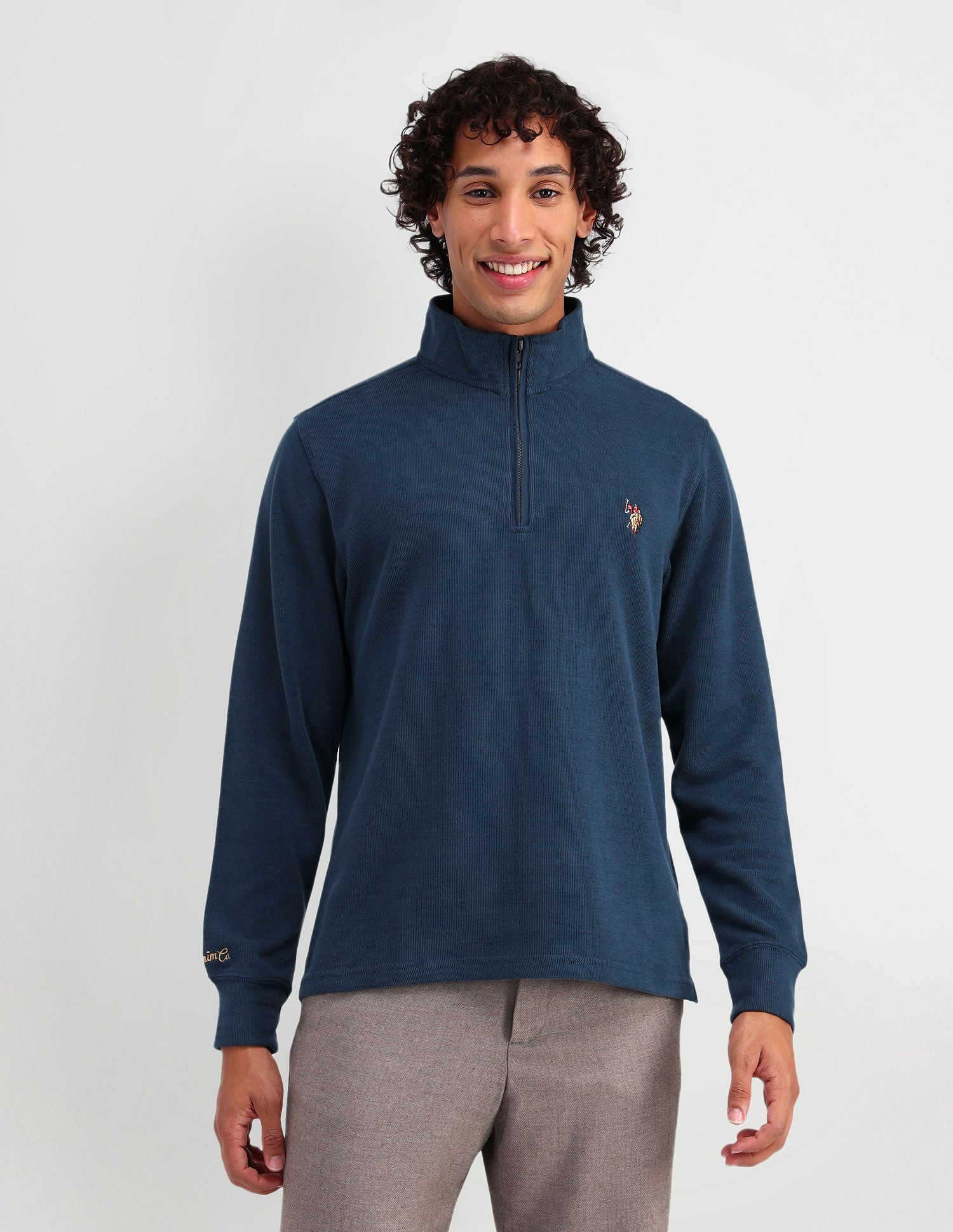 High Neck Regular Fit Sweatshirt Blue Steel - U.S. POLO ASSN. | Large