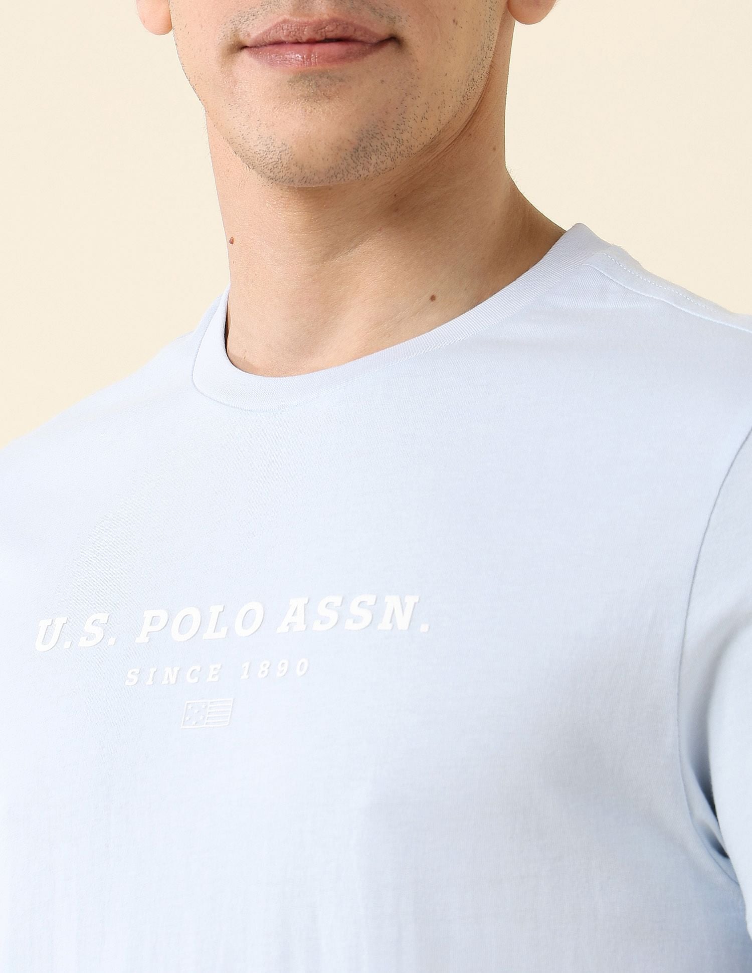 Brand Printed Slim Fit T-Shirt Light Blue - U.S. POLO ASSN. | Large