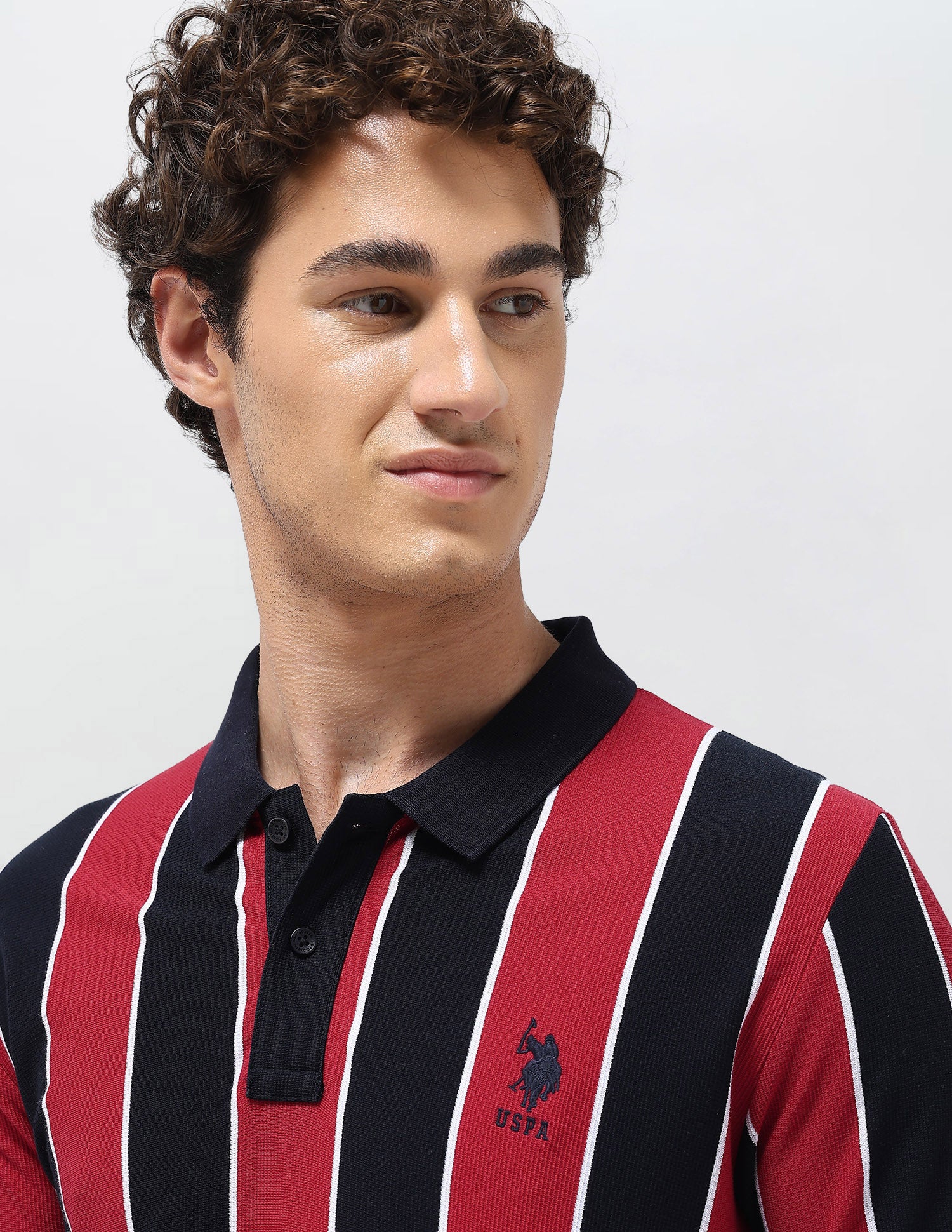 Vertical Striped Slim Fit Polo Shirt Red - U.S. Polo Assn. India | Large