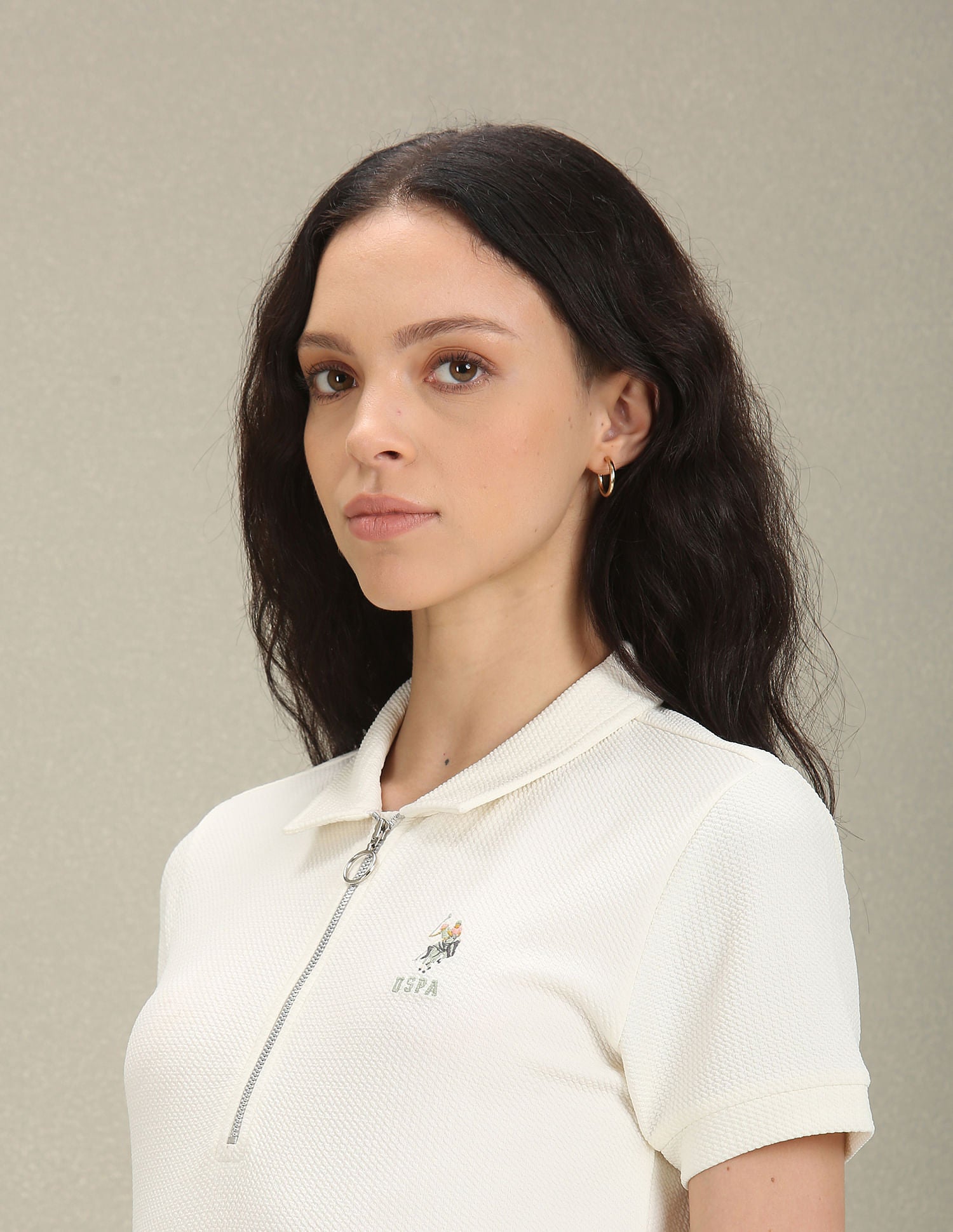 Karara Zipper Polo Shirt White - U.S. POLO ASSN. | Large