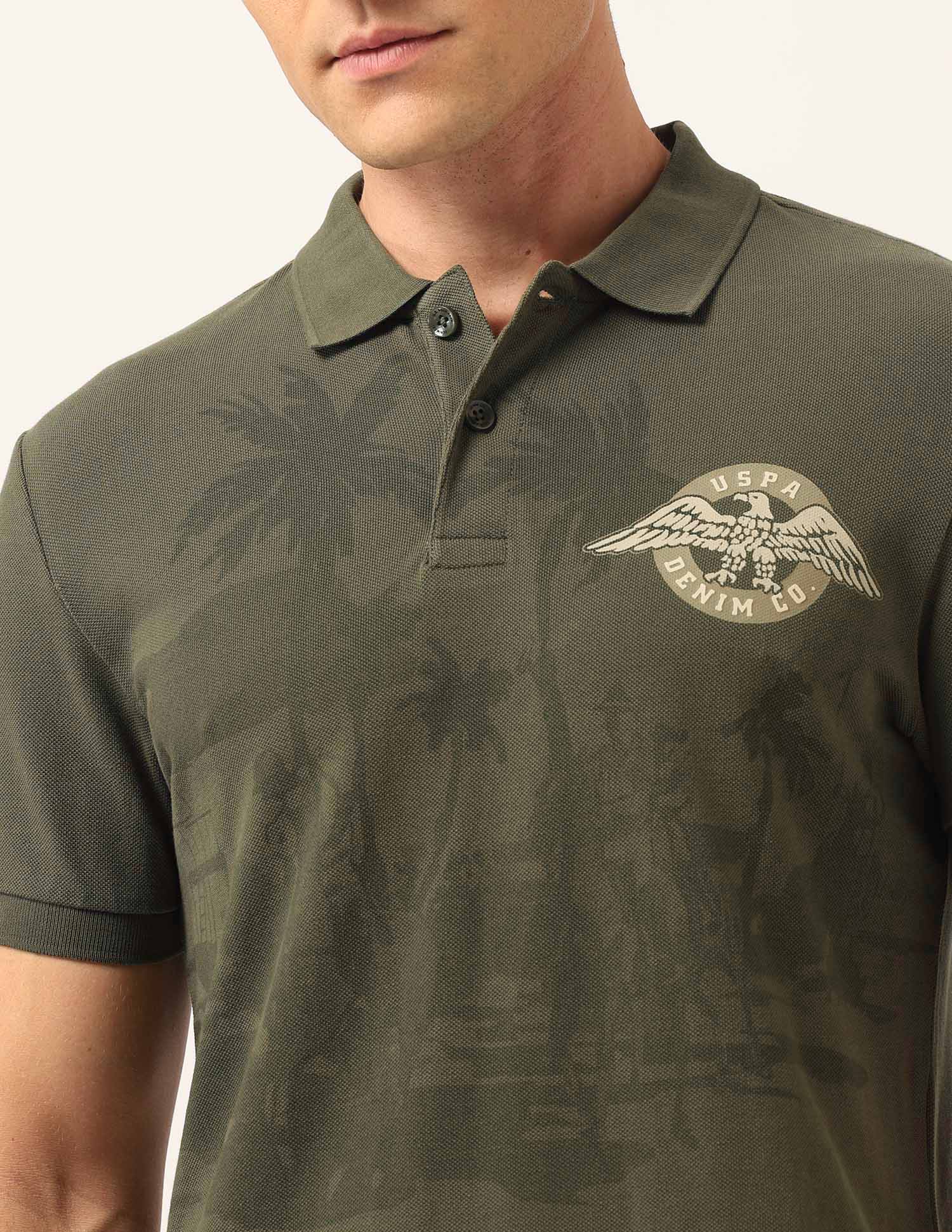 Graphic Muscle Fit Polo Shirt Olive - U.S. Polo Assn. India | Large