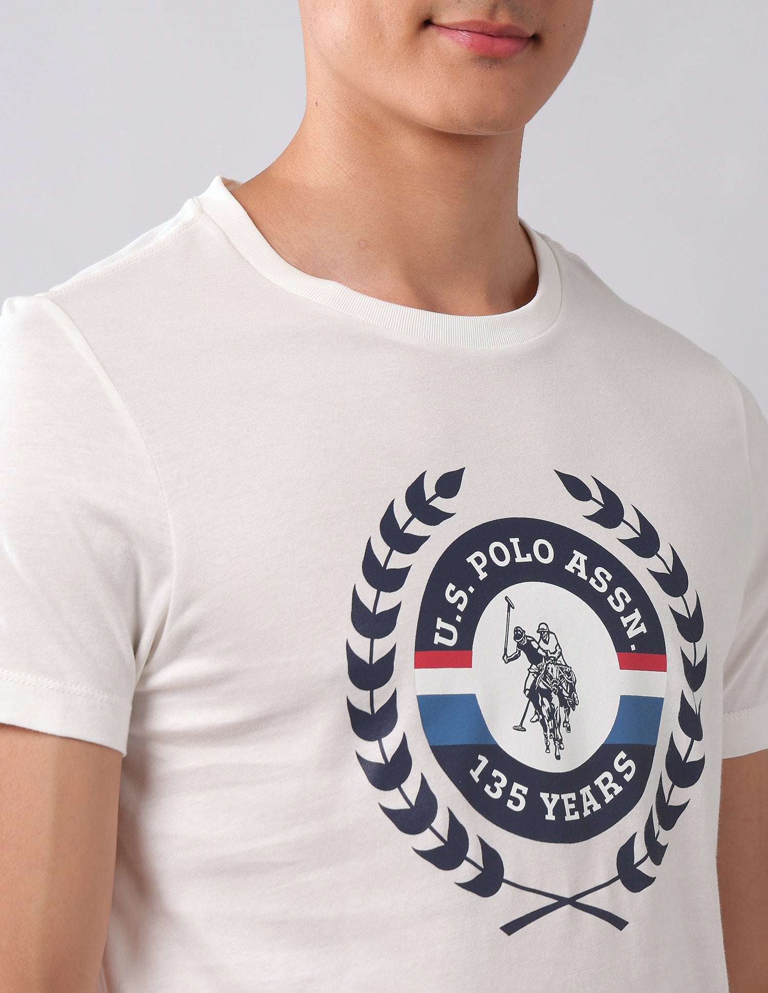 Pure Cotton Brand Printed T-Shirt Ivory - U.S. Polo Assn. India | Large