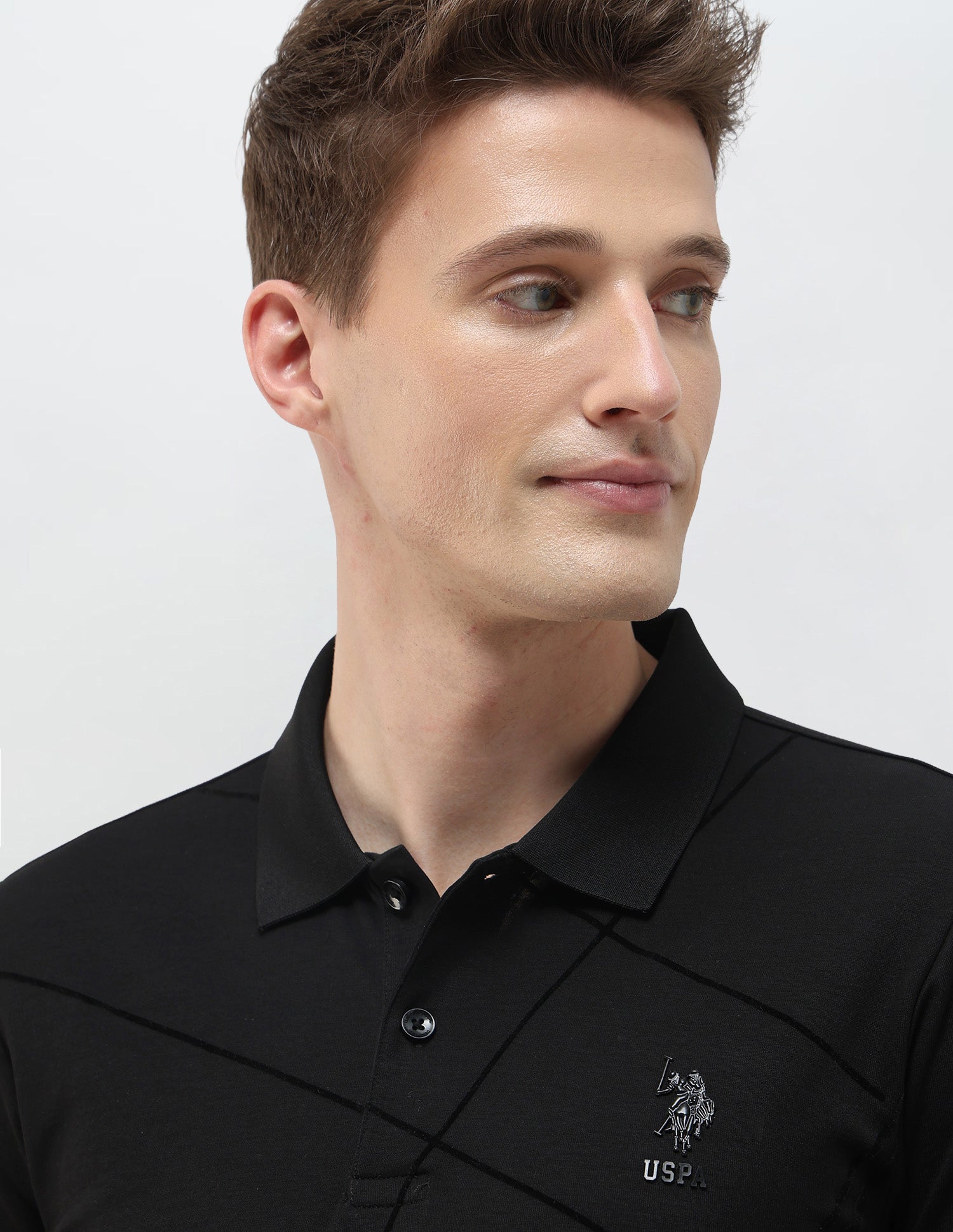 Geometric Printed Black & Gold Polo Shirt Black - U.S. Polo Assn. India | Large