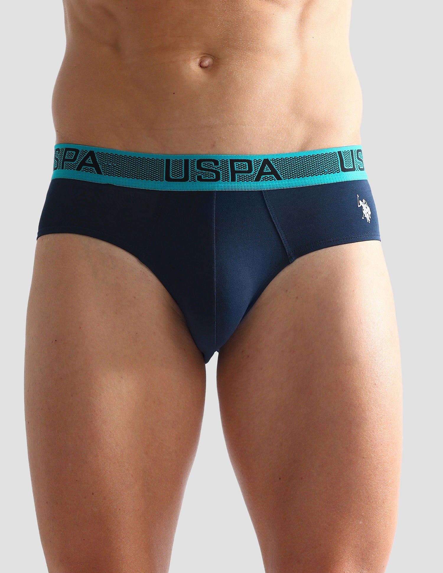 Solid Cotton Spandex OEB04 Briefs - Pack Of 1 Navy - U.S. POLO ASSN. | Large