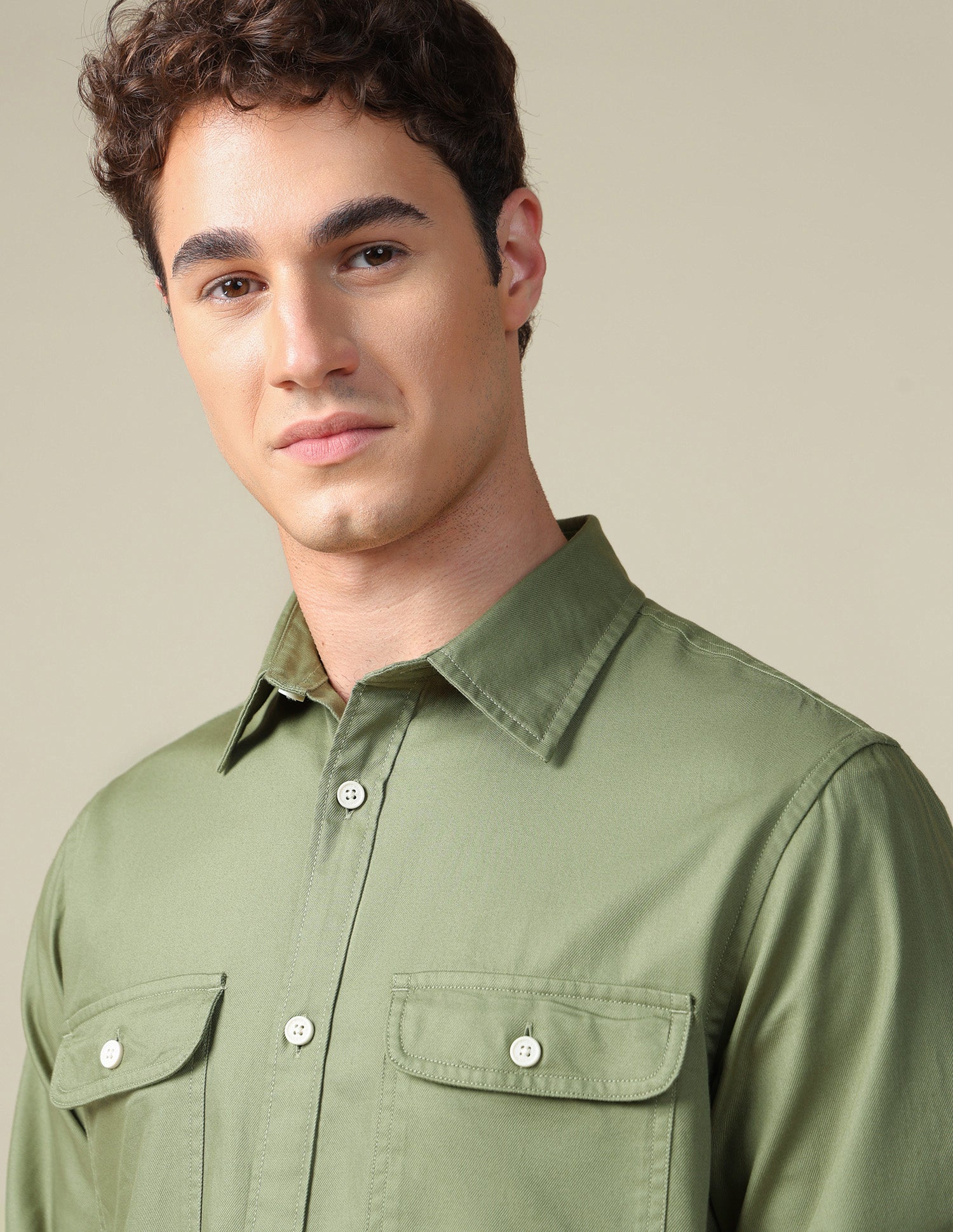 Twill Regular Fit Shirt Light Green - U.S. Polo Assn. India | Large