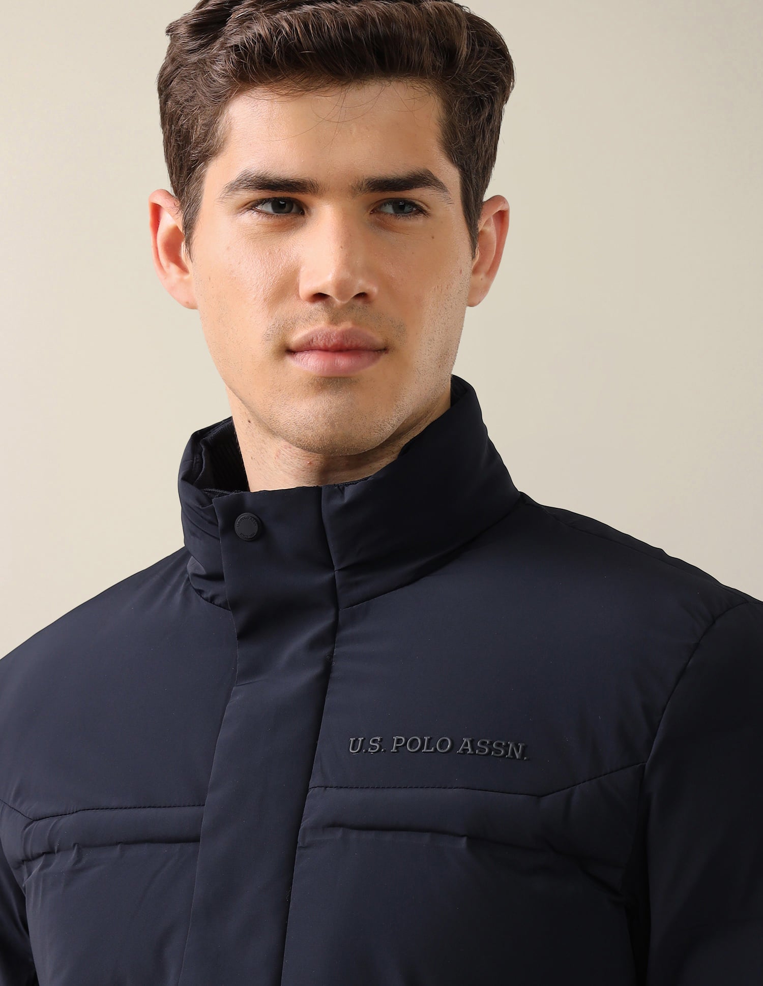 High Neck Regular Fit Smart Heat Jacket Navy - U.S. Polo Assn. India | Large