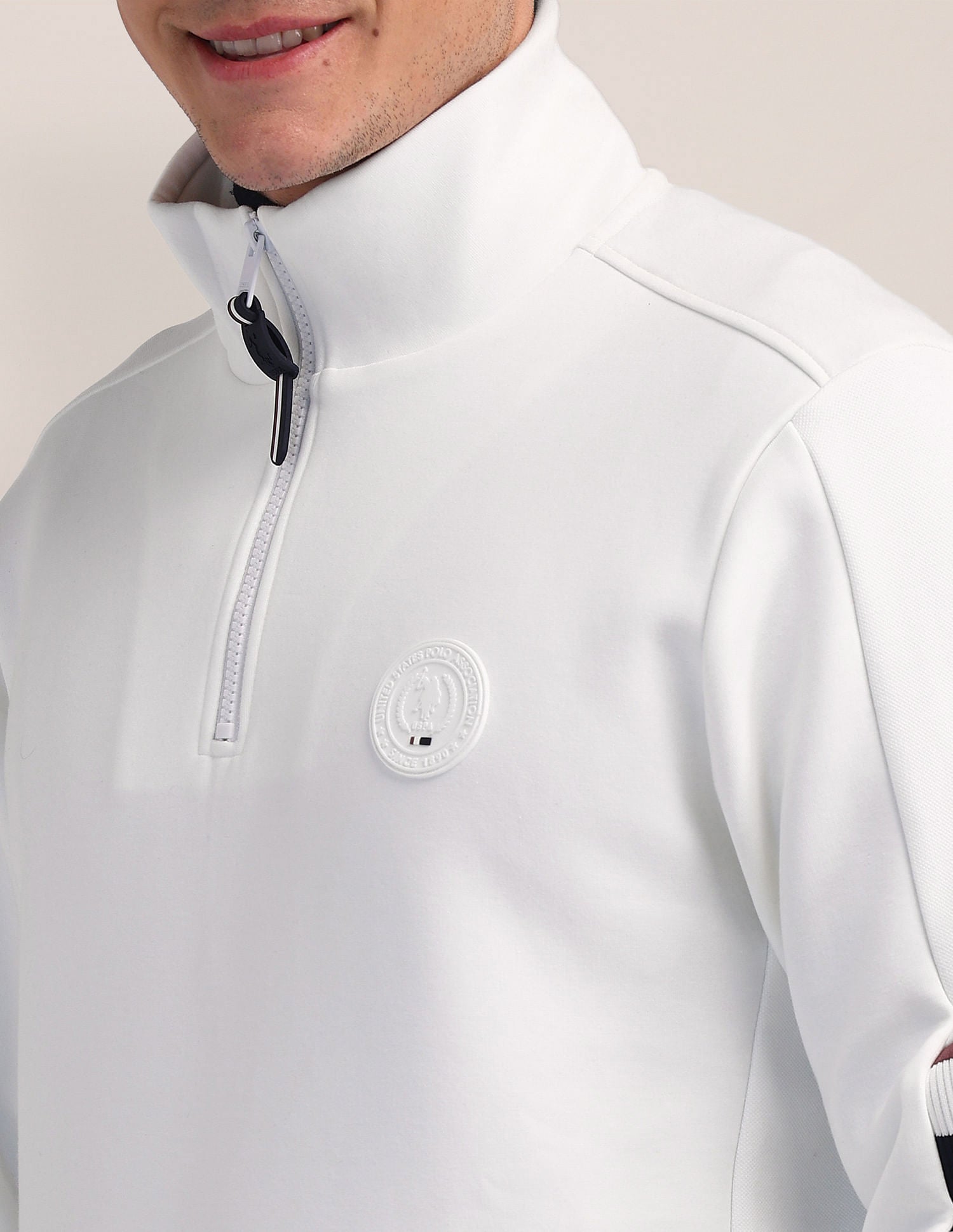 Regular Fit Solid Sweatshirt White - U.S. Polo Assn. India | Large
