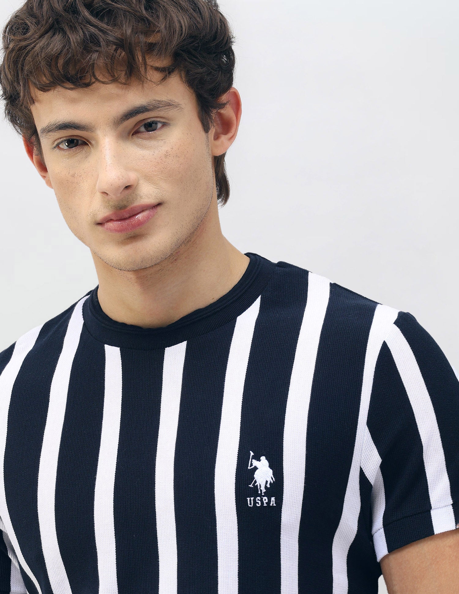 New Port Marina Vertical Striped T-Shirt Navy - U.S. Polo Assn. India | Large
