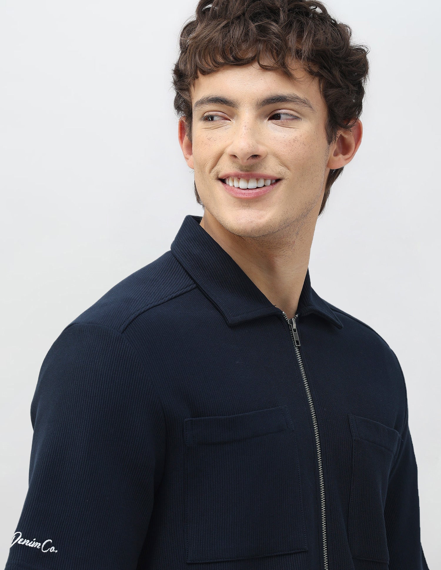 Motel On The Coast Slim Fit Zipper Shirt Navy - U.S. Polo Assn. India | Large