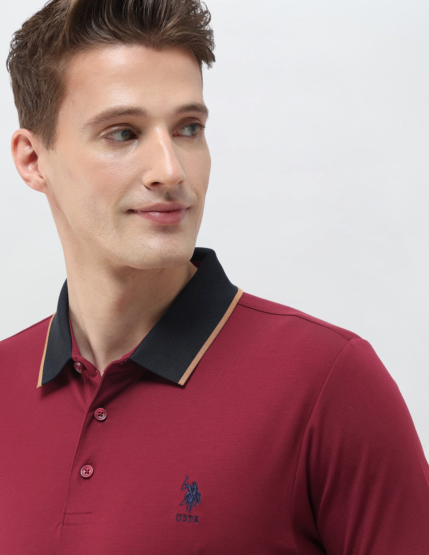 Solid Slim Fit Polo Shirt Maroon - U.S. Polo Assn. India | Large