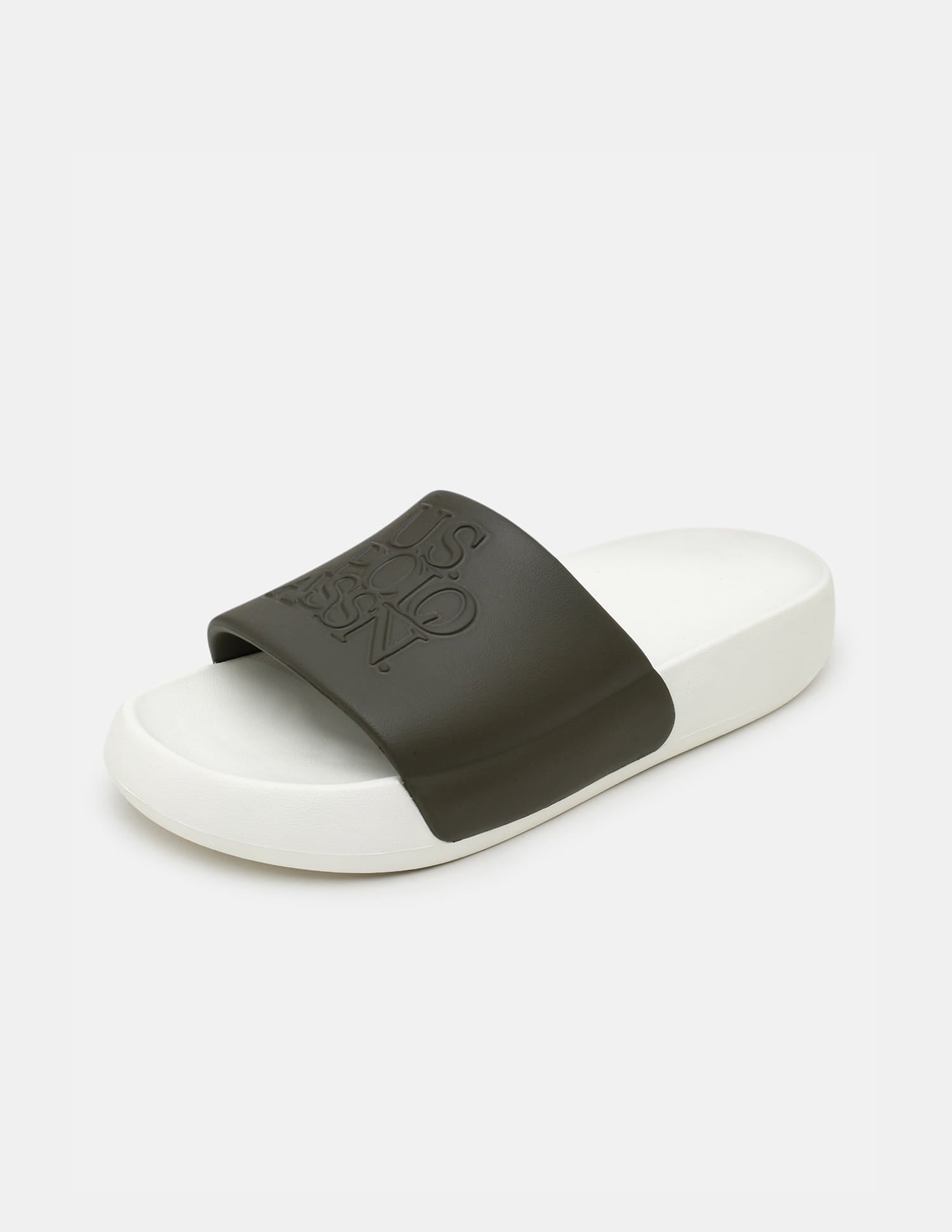 Brand Embossed Luna Sliders Off White - U.S. Polo Assn. India | Large