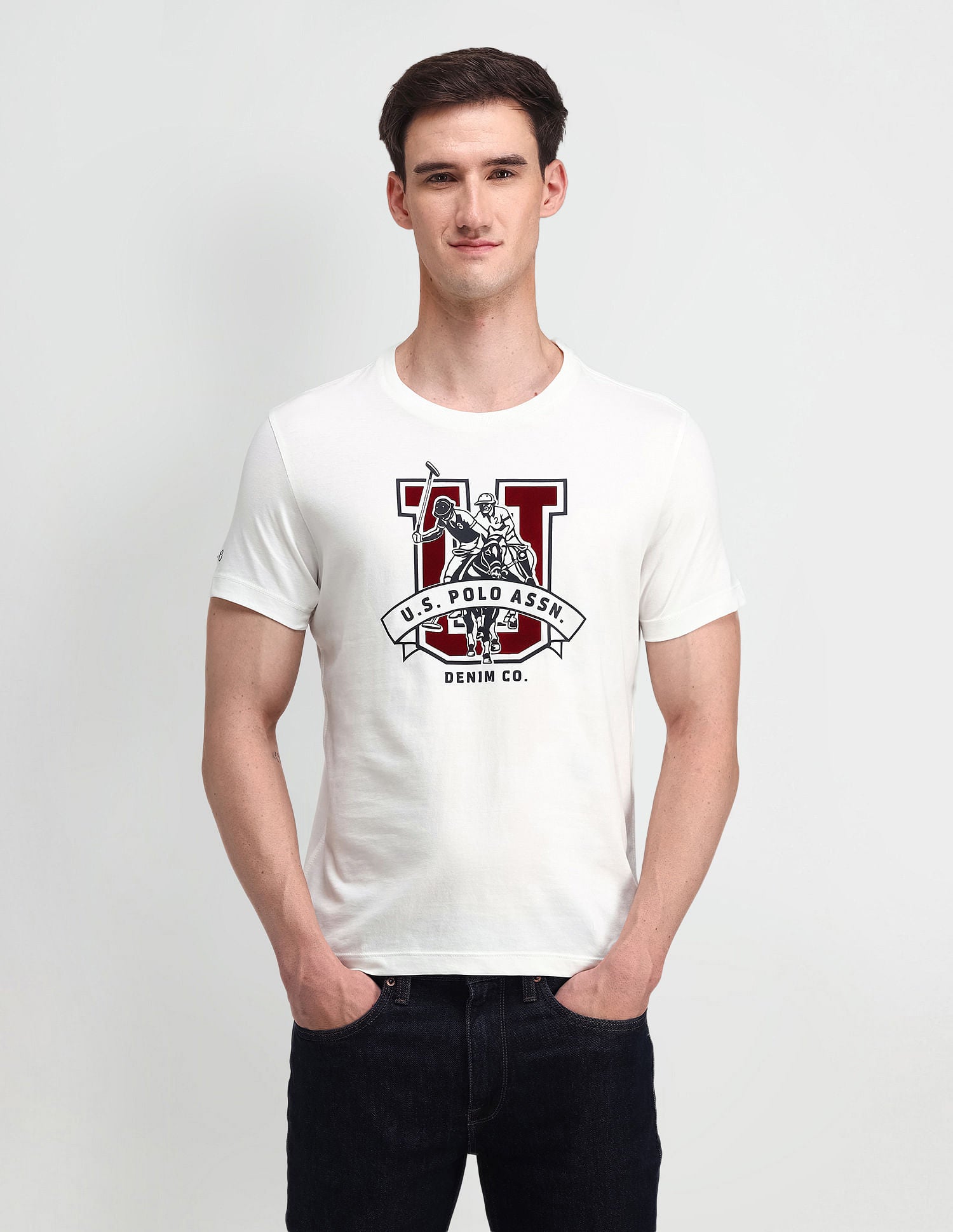 Muscle Fit Brand Print T-Shirt Ivory - U.S. Polo Assn. India | Large