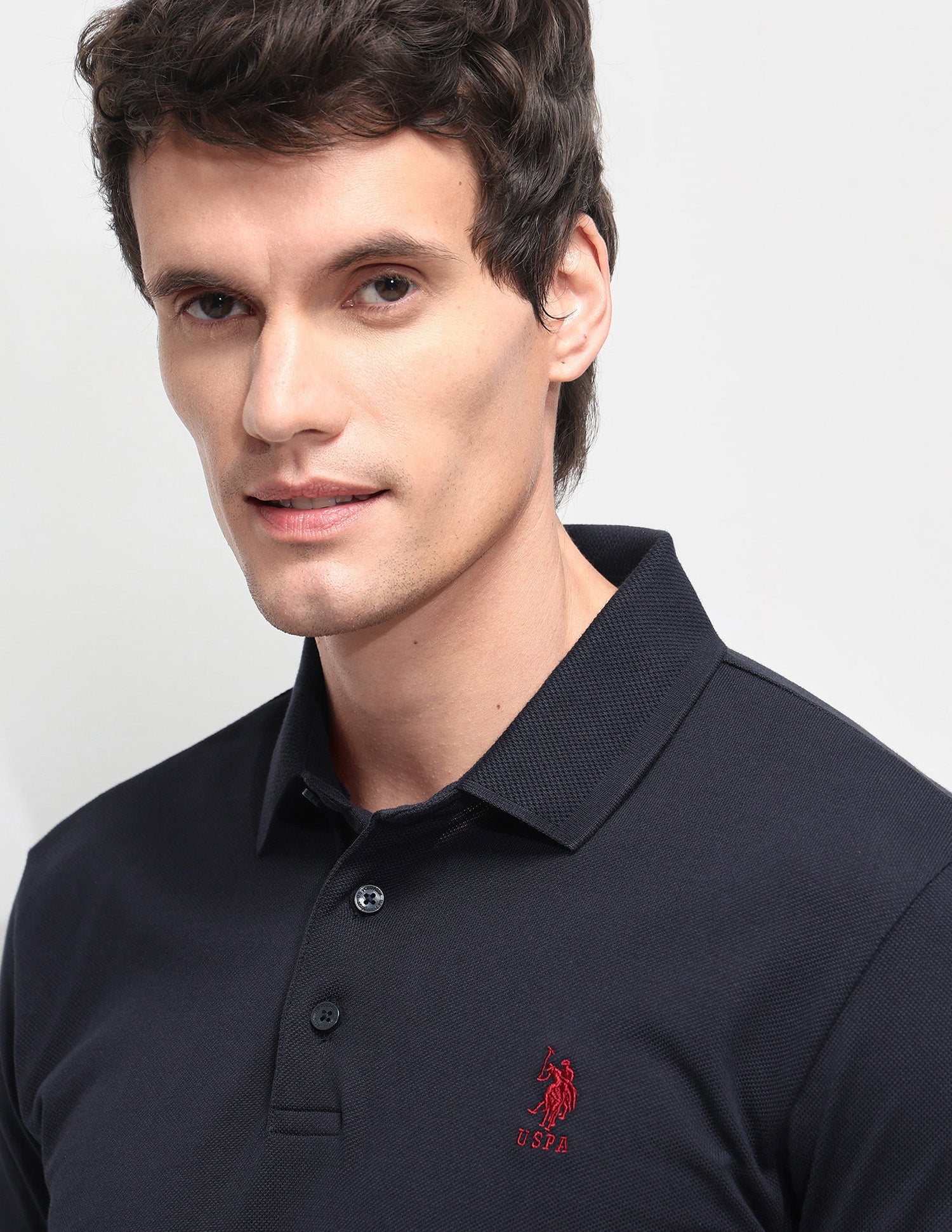 Solid Slim Fit Polo Shirt Navy - U.S. Polo Assn. India | Large