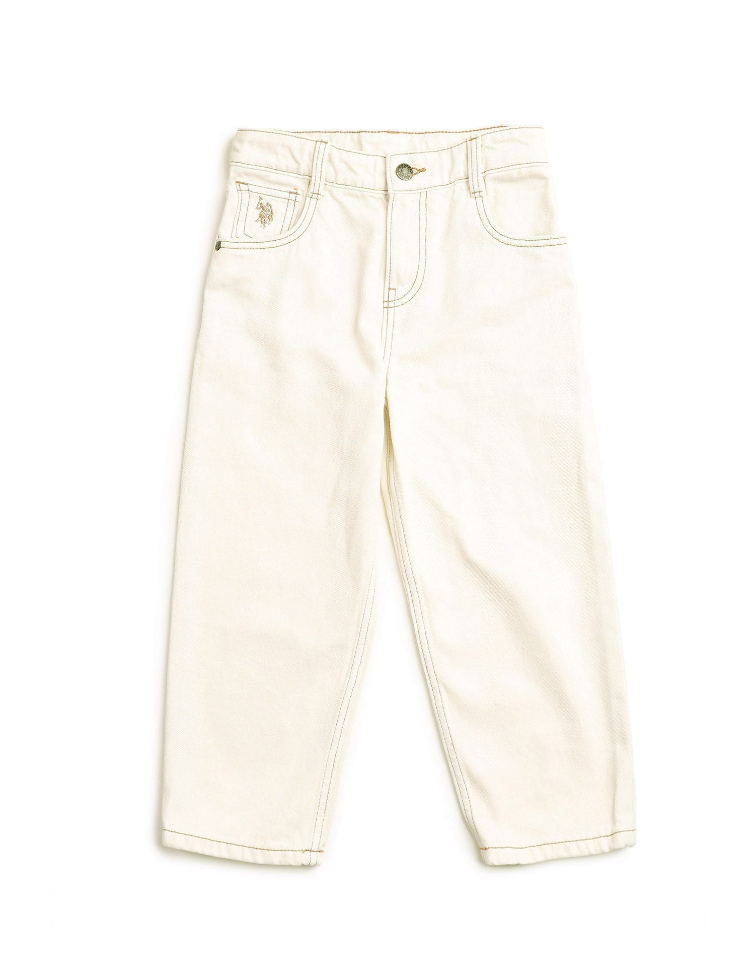 Boys Baggy Fit Cotton Jeans White - U.S. POLO ASSN. | Large