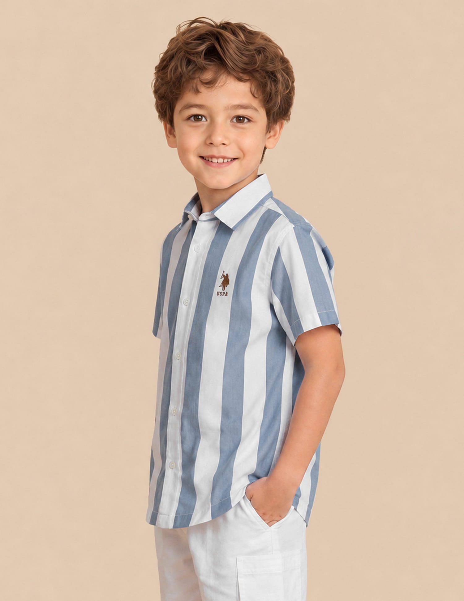 Vertical Striped Regular Fit Shirt Light Blue - U.S. Polo Assn. India | Large