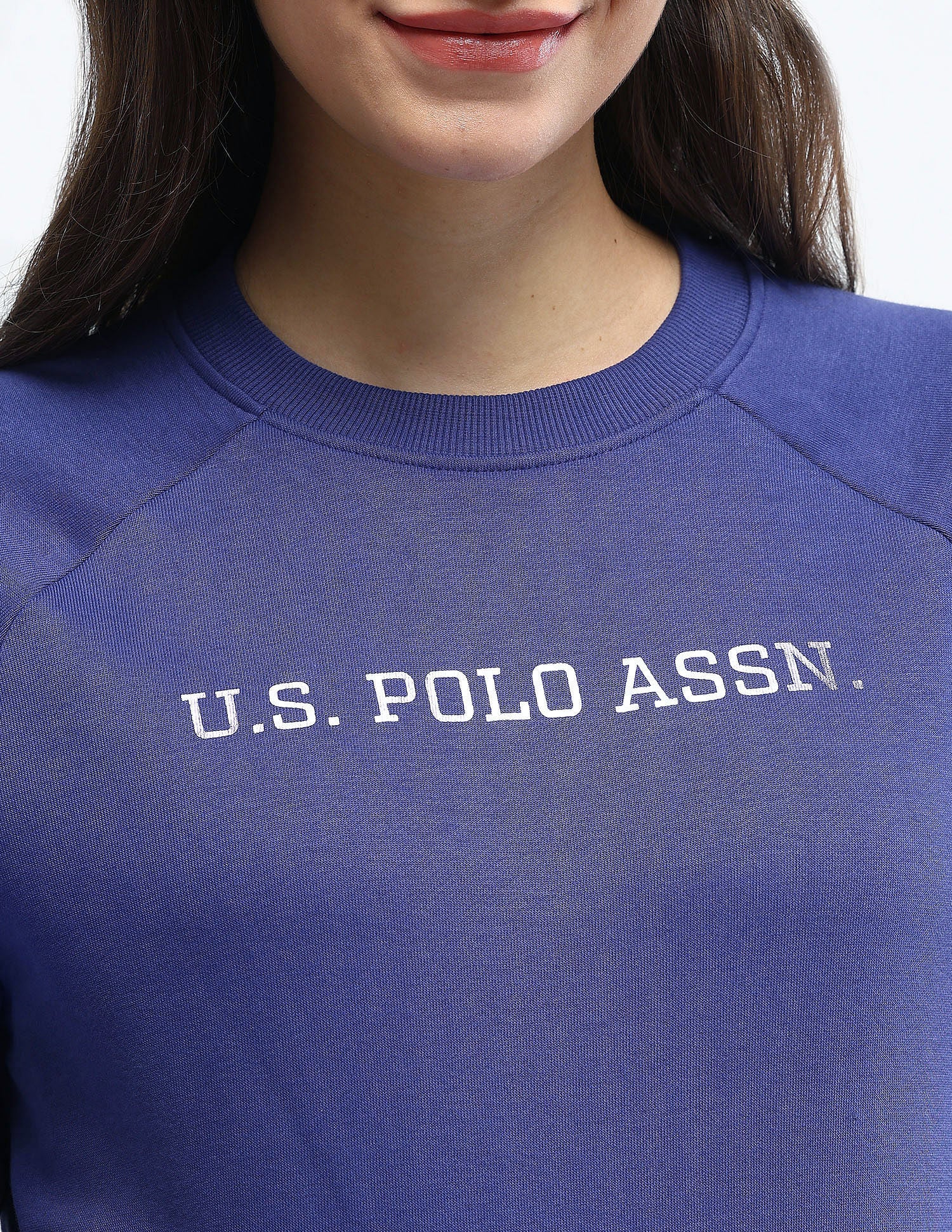 Foil Print Logo Sweatshirt Blue - U.S. POLO ASSN. | Large