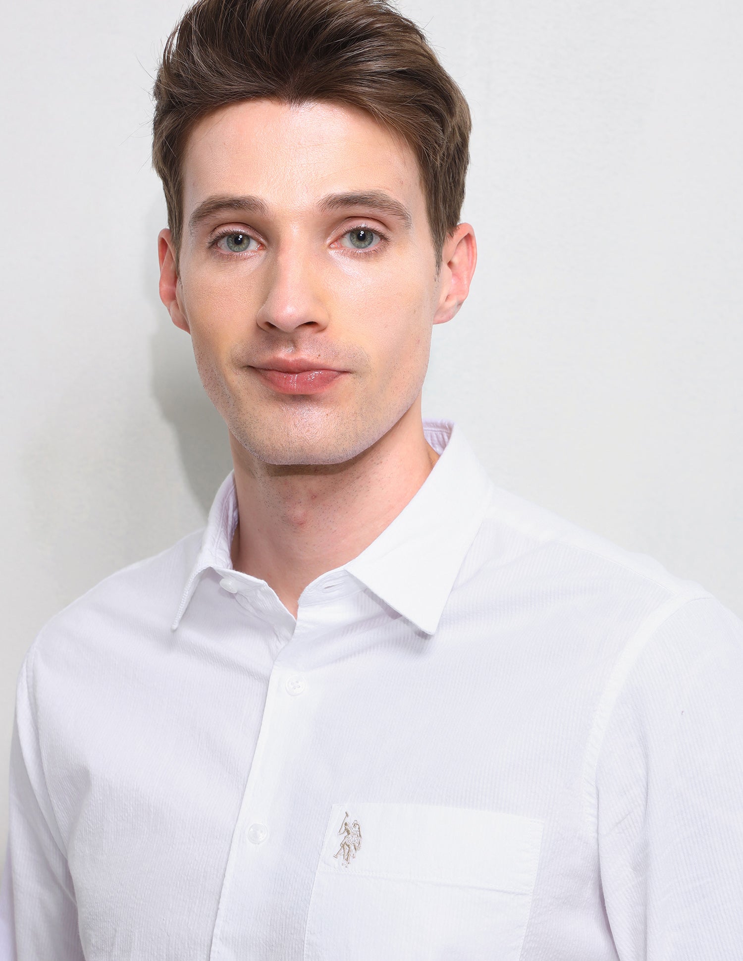 Seersucker Regular Fit Textured Shirt White - U.S. Polo Assn. India | Large