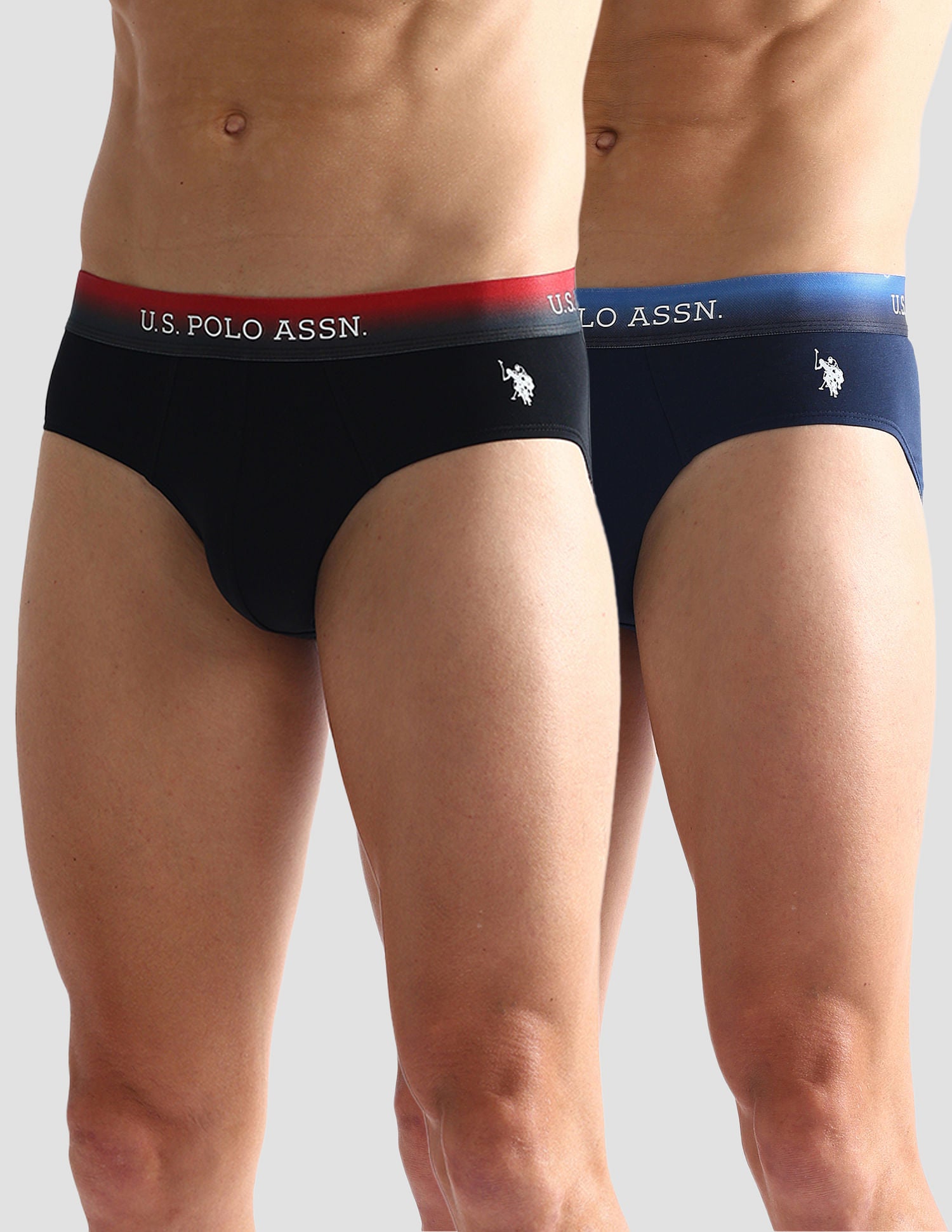 Ombre Waistband Solid OEB05 Briefs - Pack Of 2 Navy and Black - U.S. POLO ASSN. | Large