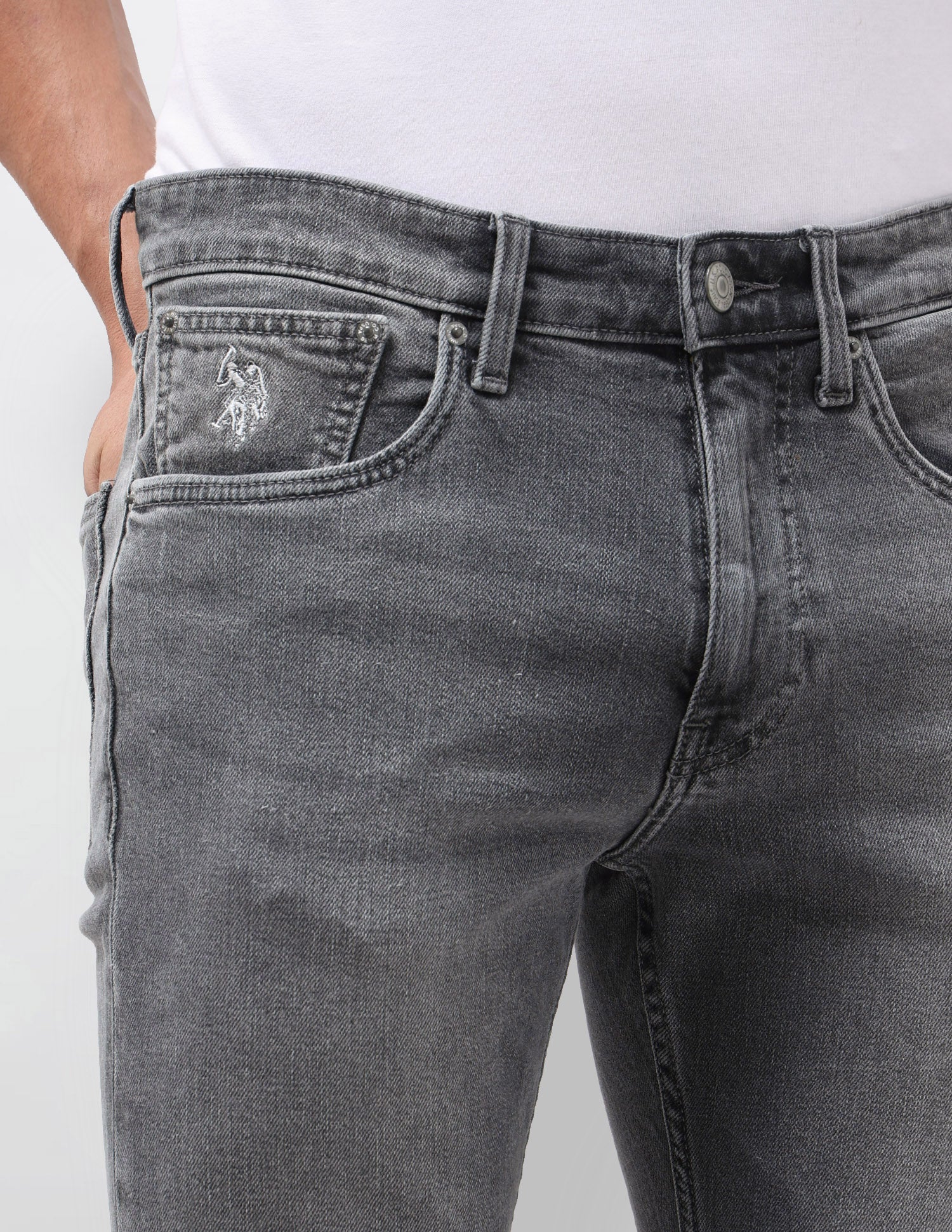 Harold Slim Straight Fit Grey Jeans Grey - U.S. Polo Assn. India | Large