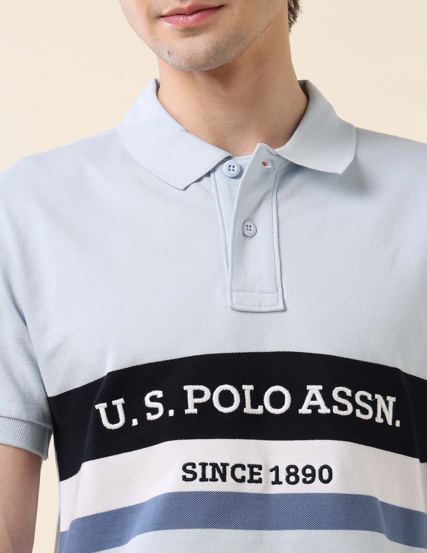 Brand Embroidered Classic Polo Shirt Light Blue - U.S. POLO ASSN. | Large